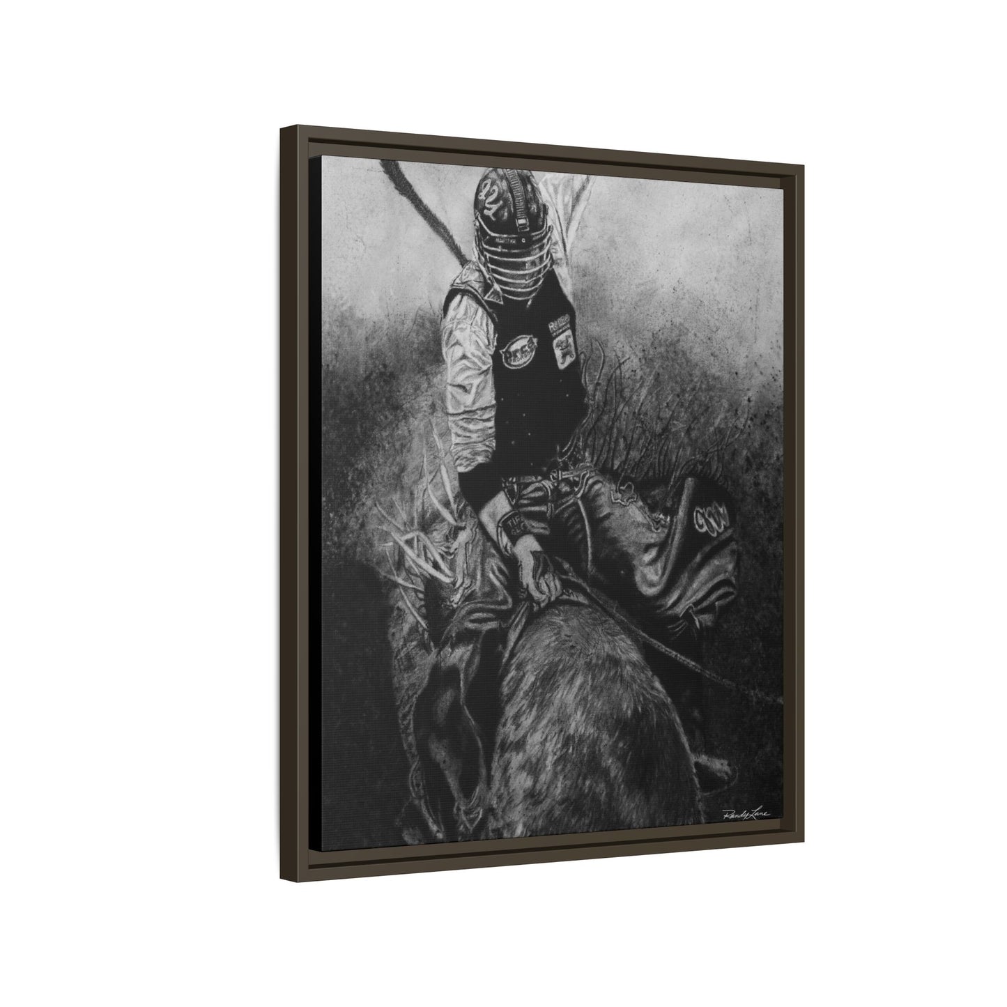 Gettin Frosty. Bull Rider Framed Stretched Matte Canvas Print