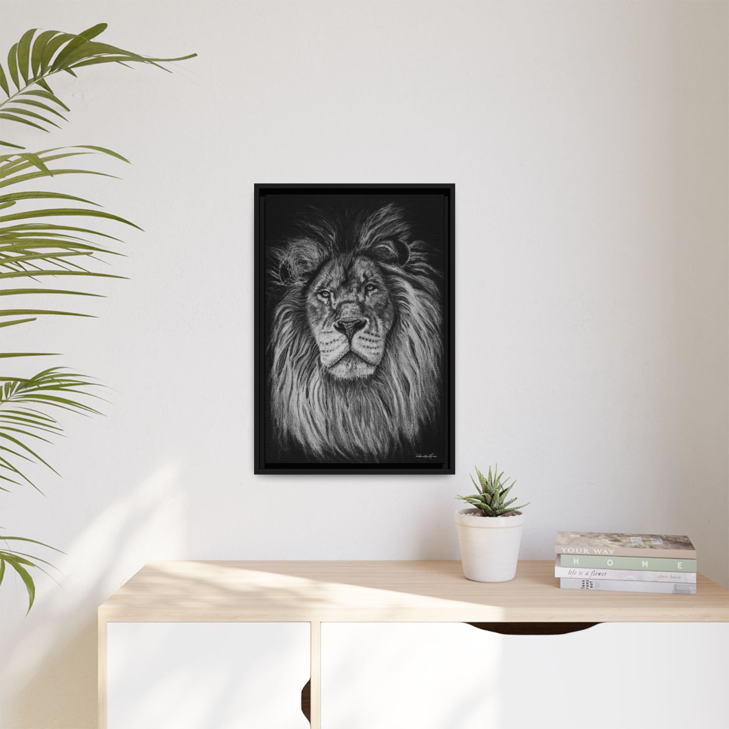 The Mane Event, Matte Canvas Lion Prints, Framed (Multi-color)
