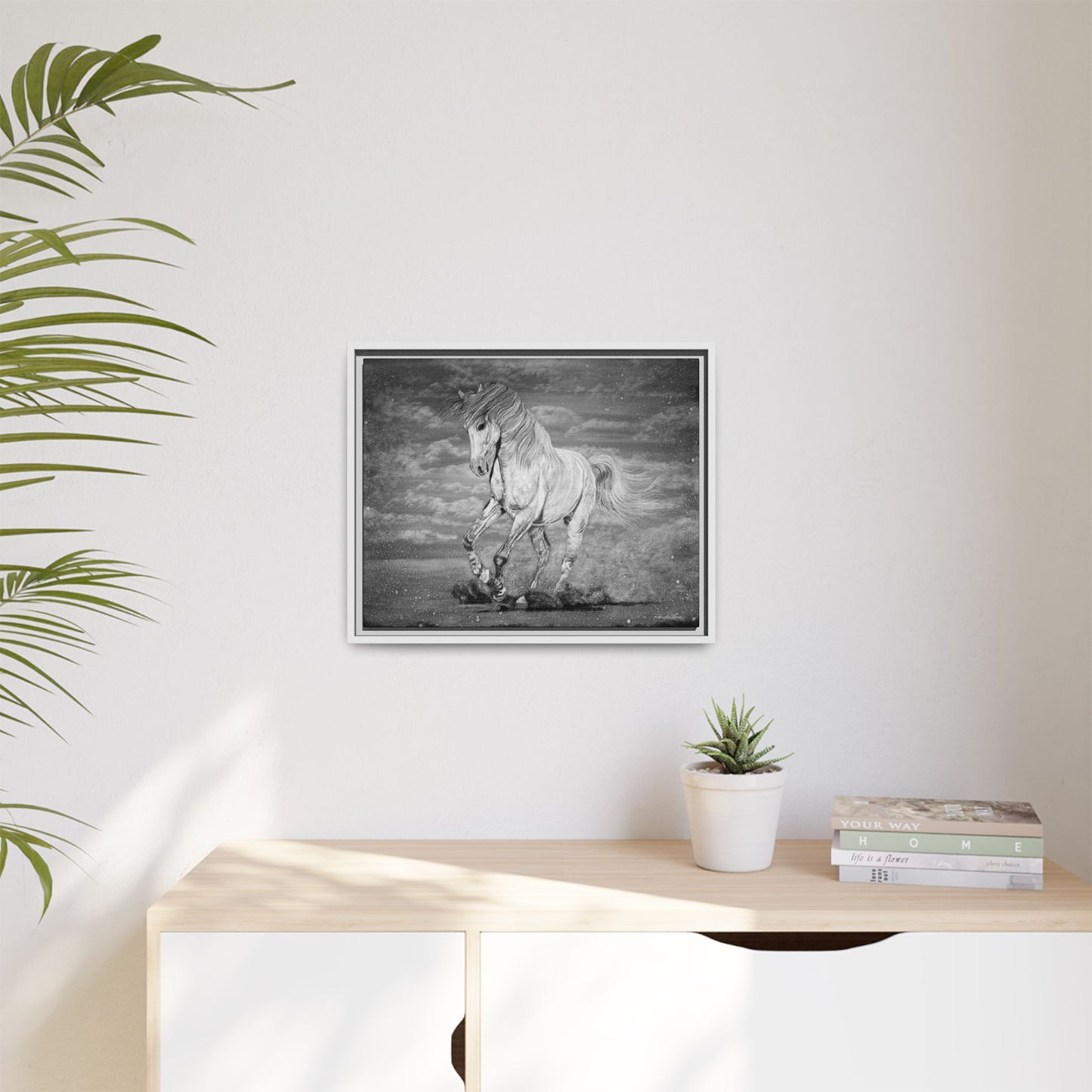 Equine Elegance. Prancing Horse Framed Stretched Matte Canvas Print