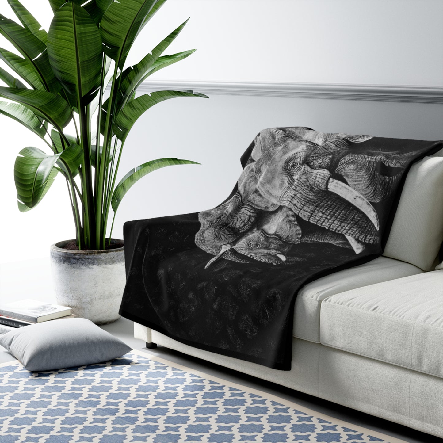 Brushland Bond. Elephant Art Sherpa Fleece Blanket