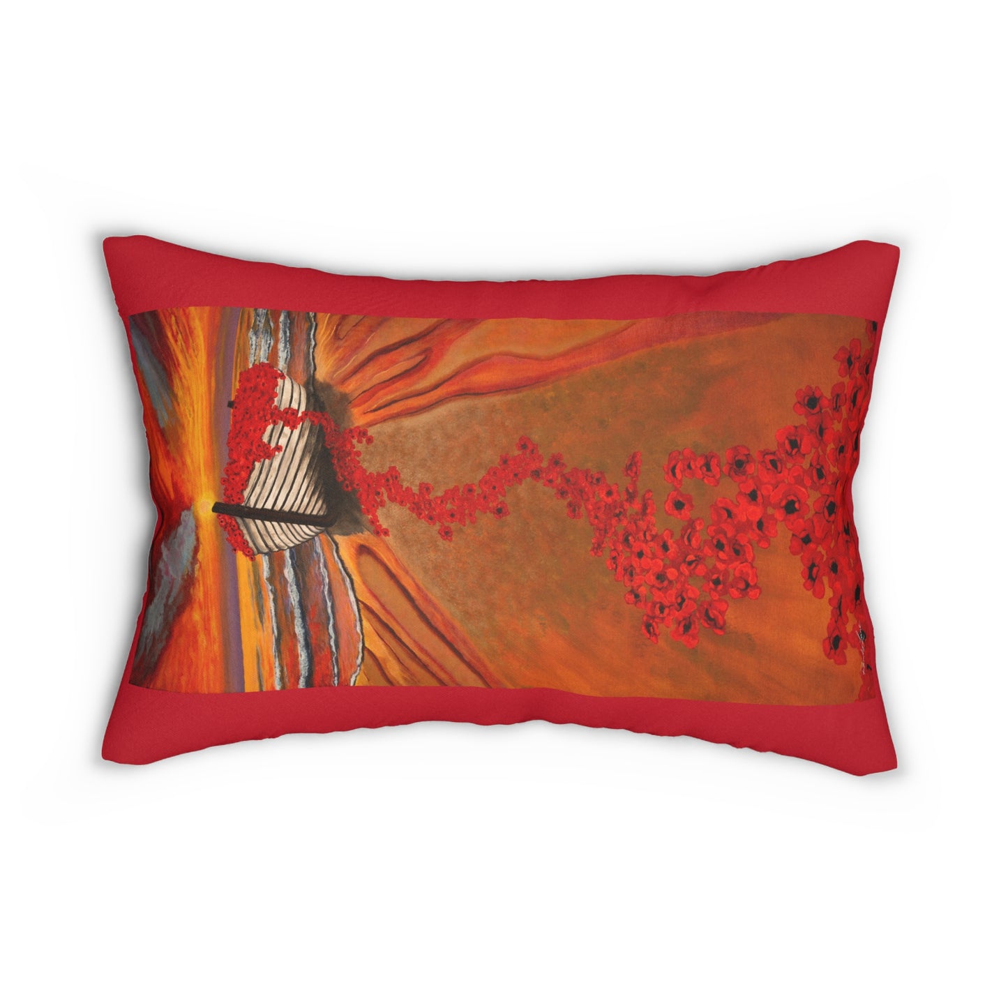 Grace Garden, Vibrant Sunset Floral Lumbar Pillow