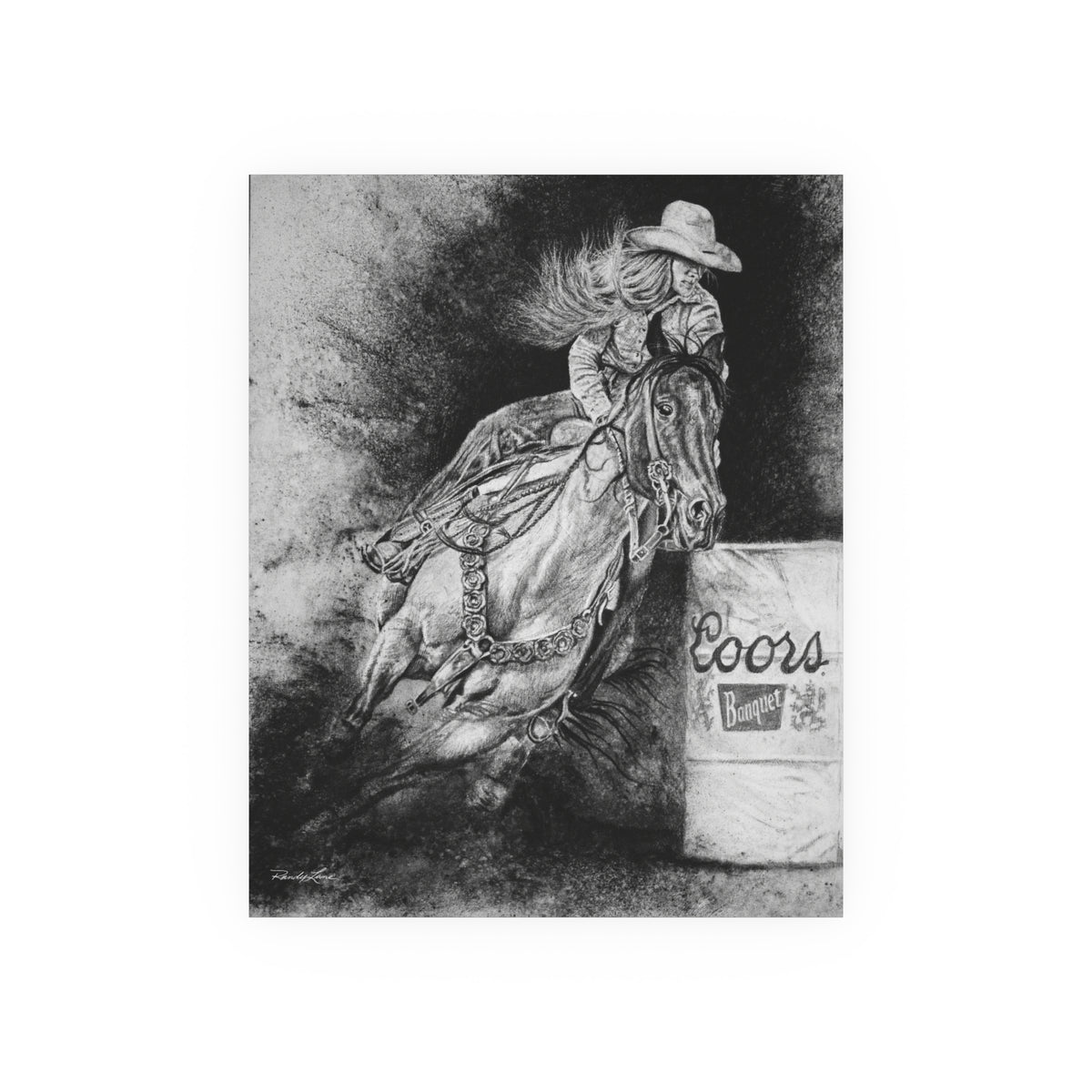 Sophie's Run, Barrel Racer Cowgirl Fine Art Print— Satin or Archival Matte