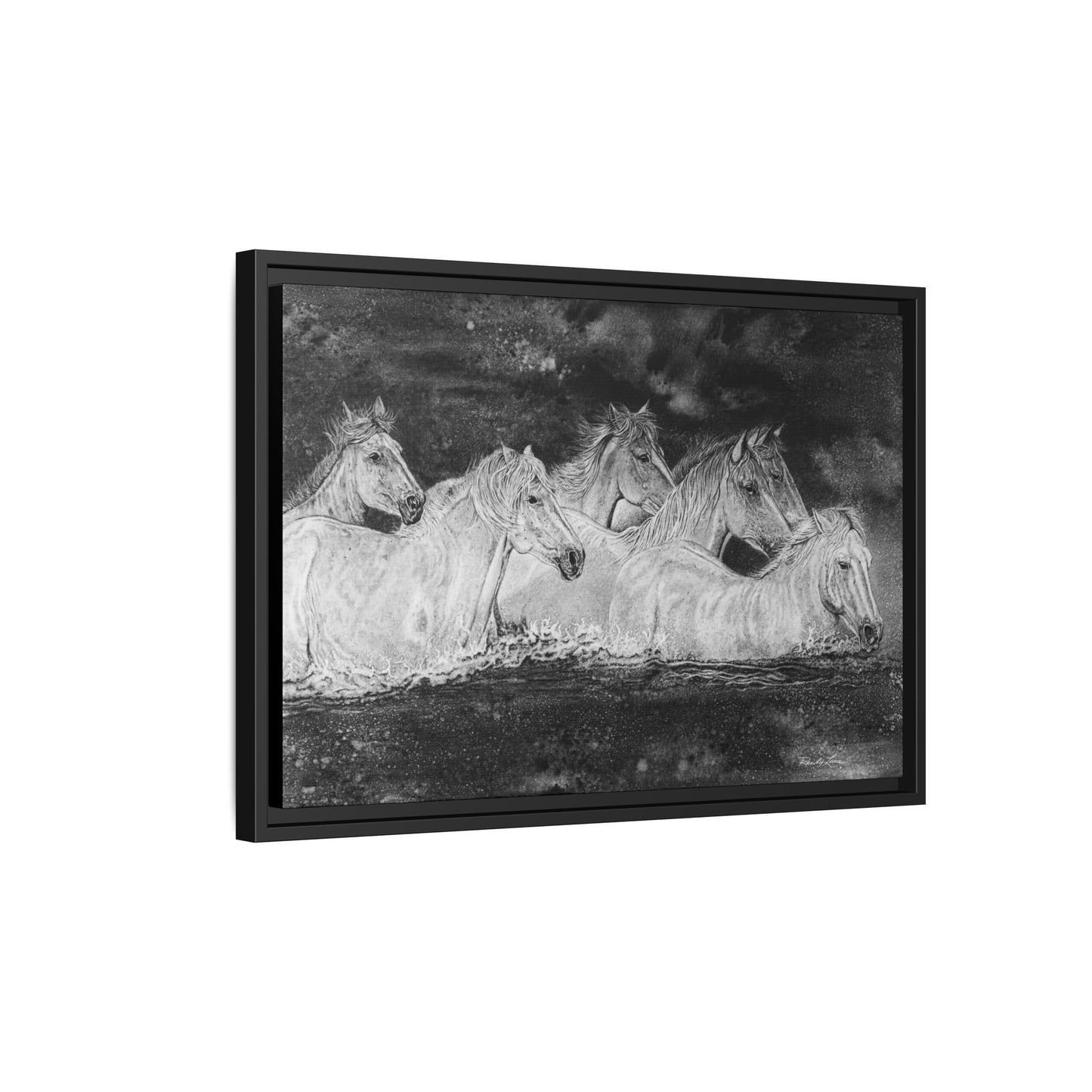 Night Swim, Framed Horse Canvas Art