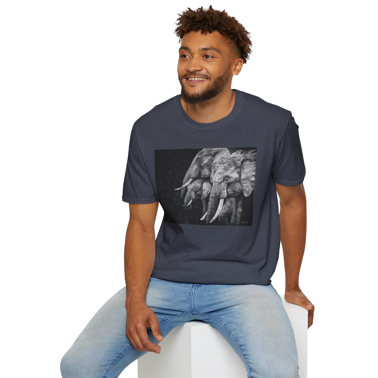 Brushland Bond. Elephant Art Unisex Softstyle T-Shirt