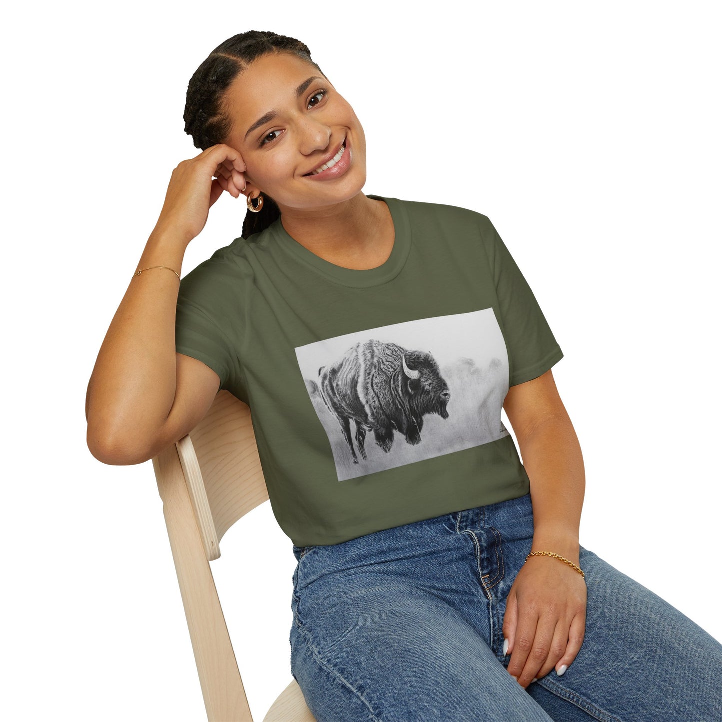 Prairie Bison, Bison Painting T-Shirt — Buffalo Wildlife Tee