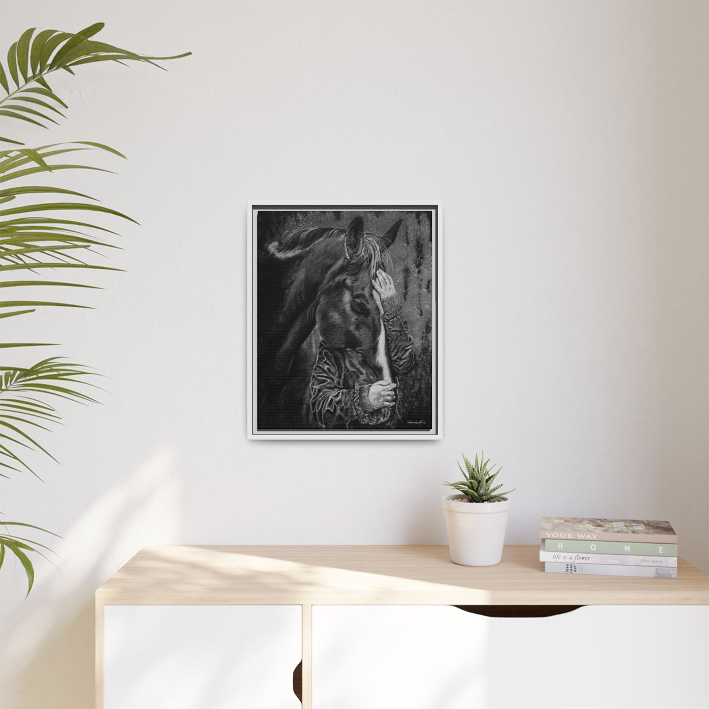 Secrets. Horse Lover's Framed Stretched Matte Canvas Print