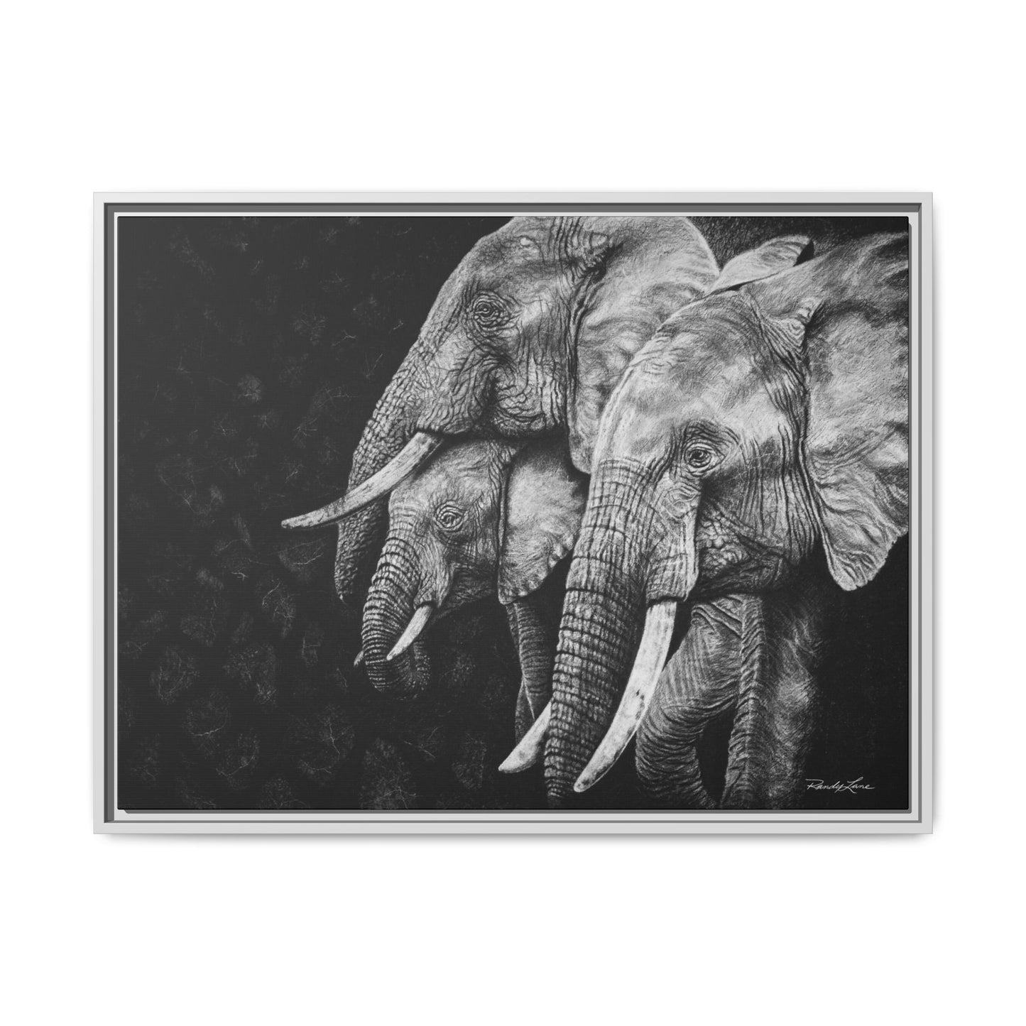 Brushland Bond. Elephant Art Framed Stretched Matte Canvas Print