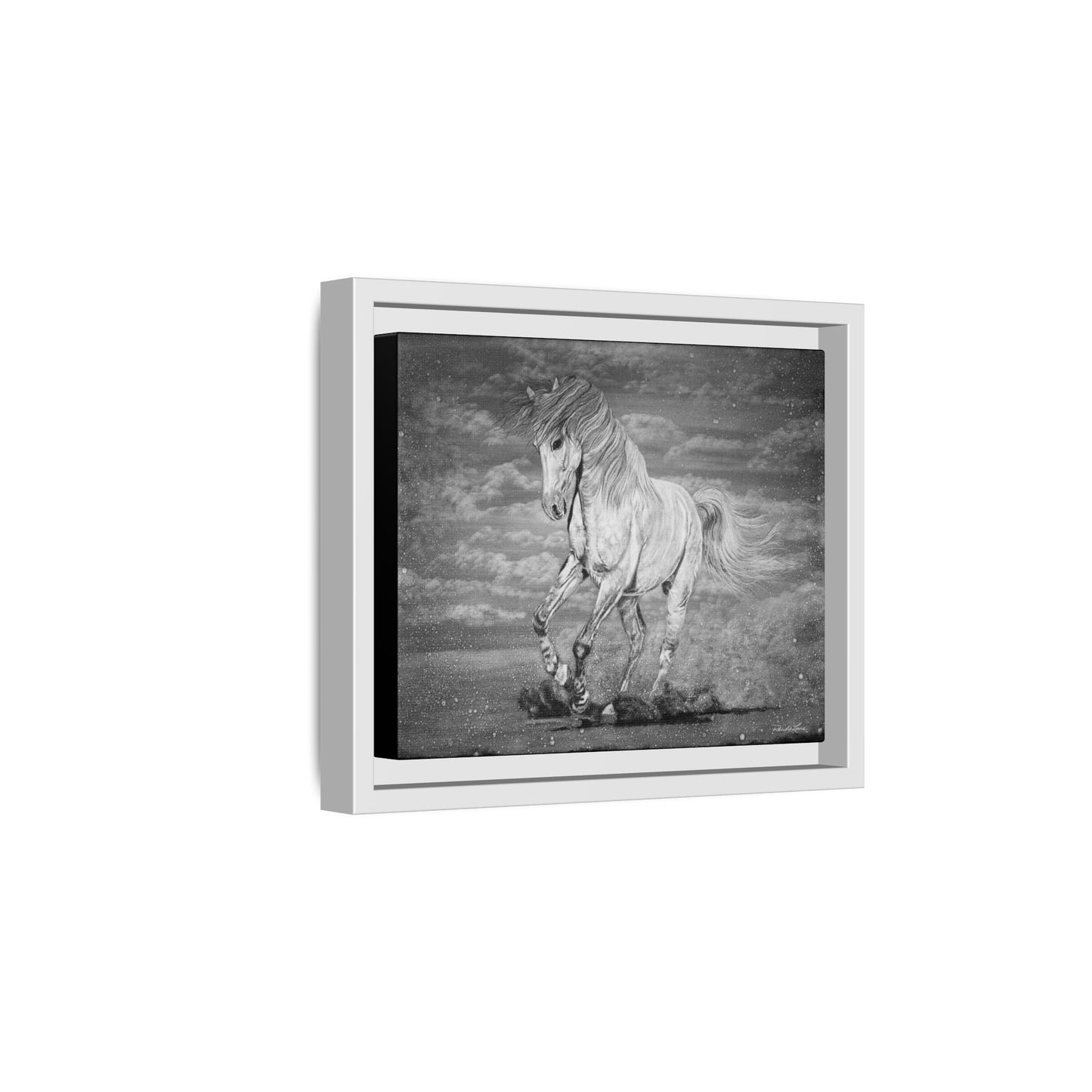Equine Elegance. Prancing Horse Framed Stretched Matte Canvas Print