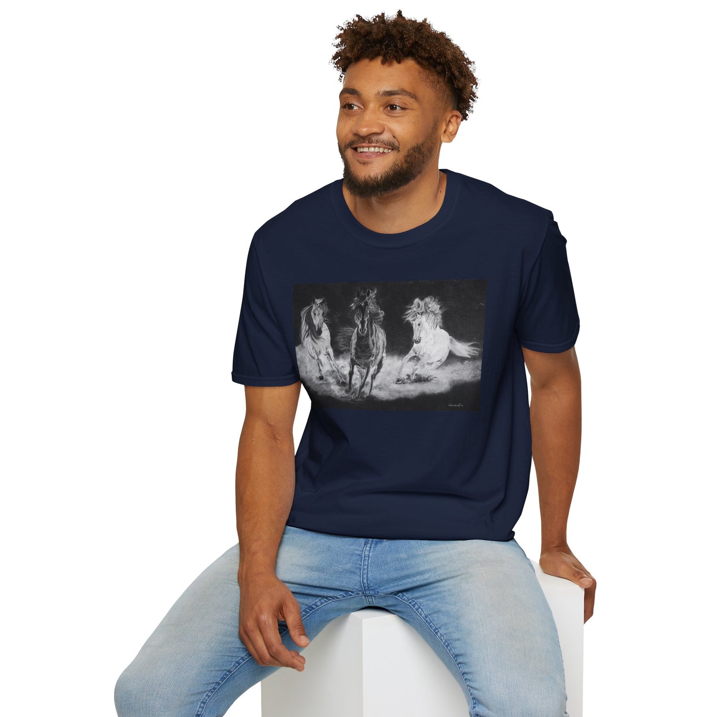 Midnight Run. Horse Graphic Unisex T-Shirt, Soft Cotton Shirt