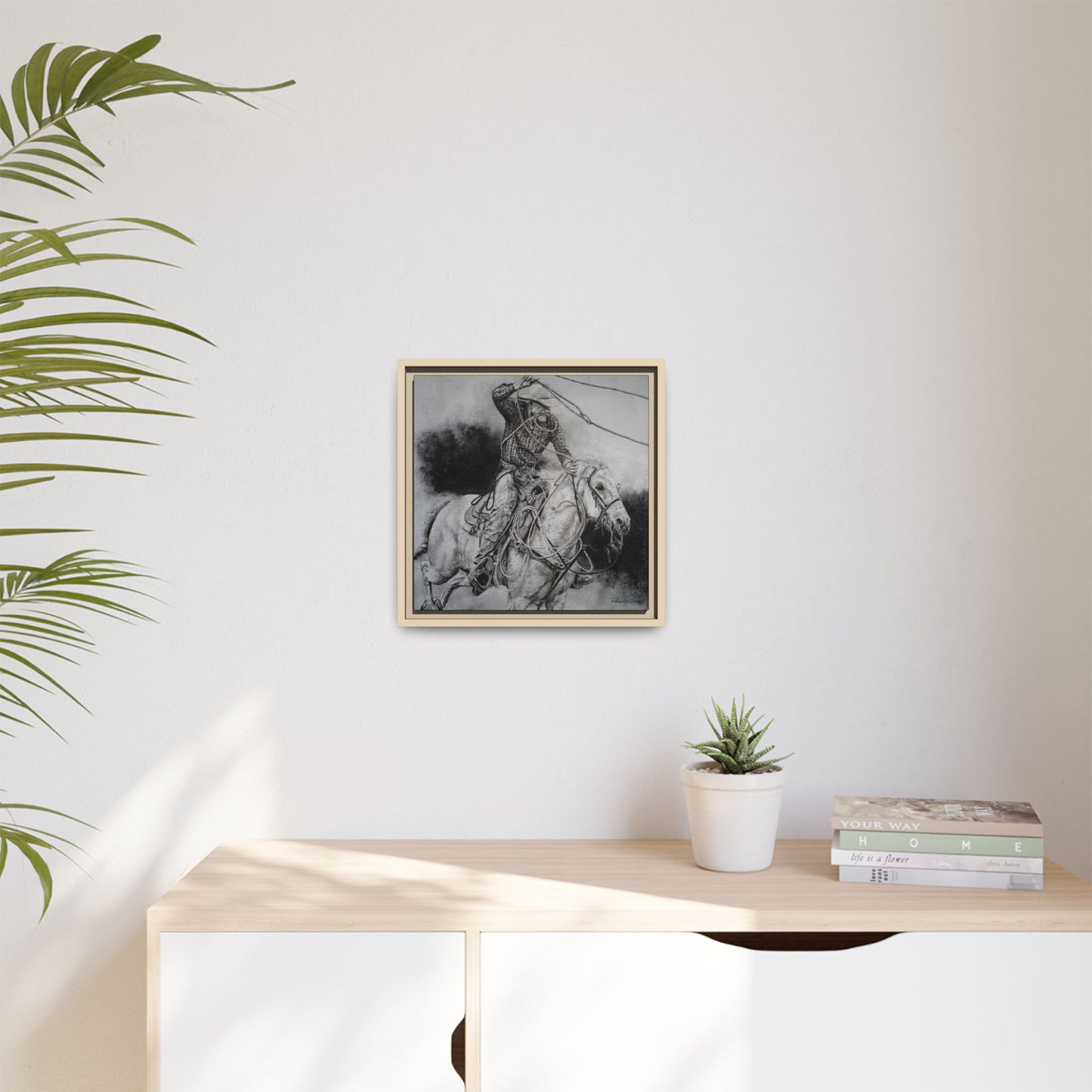 Let it Fly, Rodeo Tie-down Roper Painting, Matte Framed Stretched Canvas