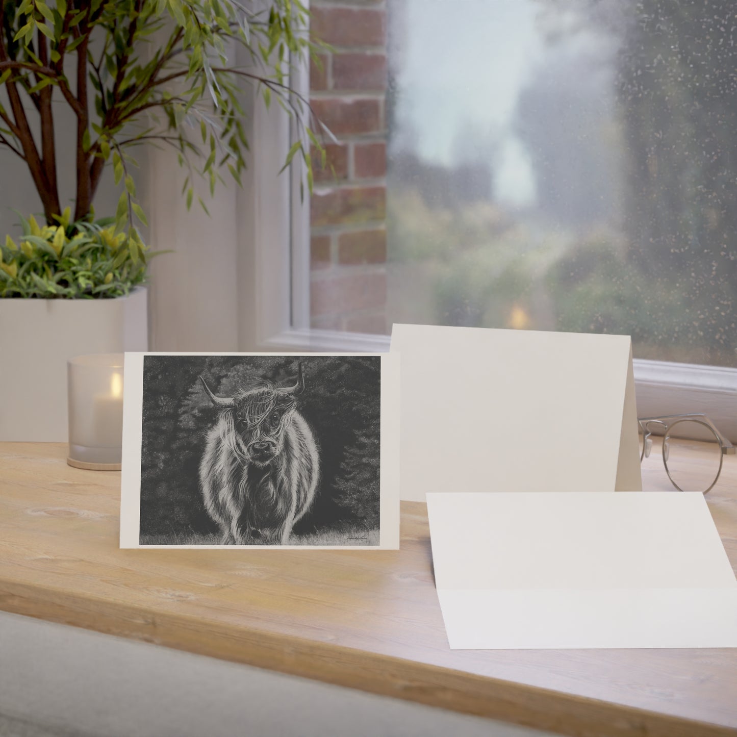 Ragamuffin. Highland Cow Greeting Cards Set
