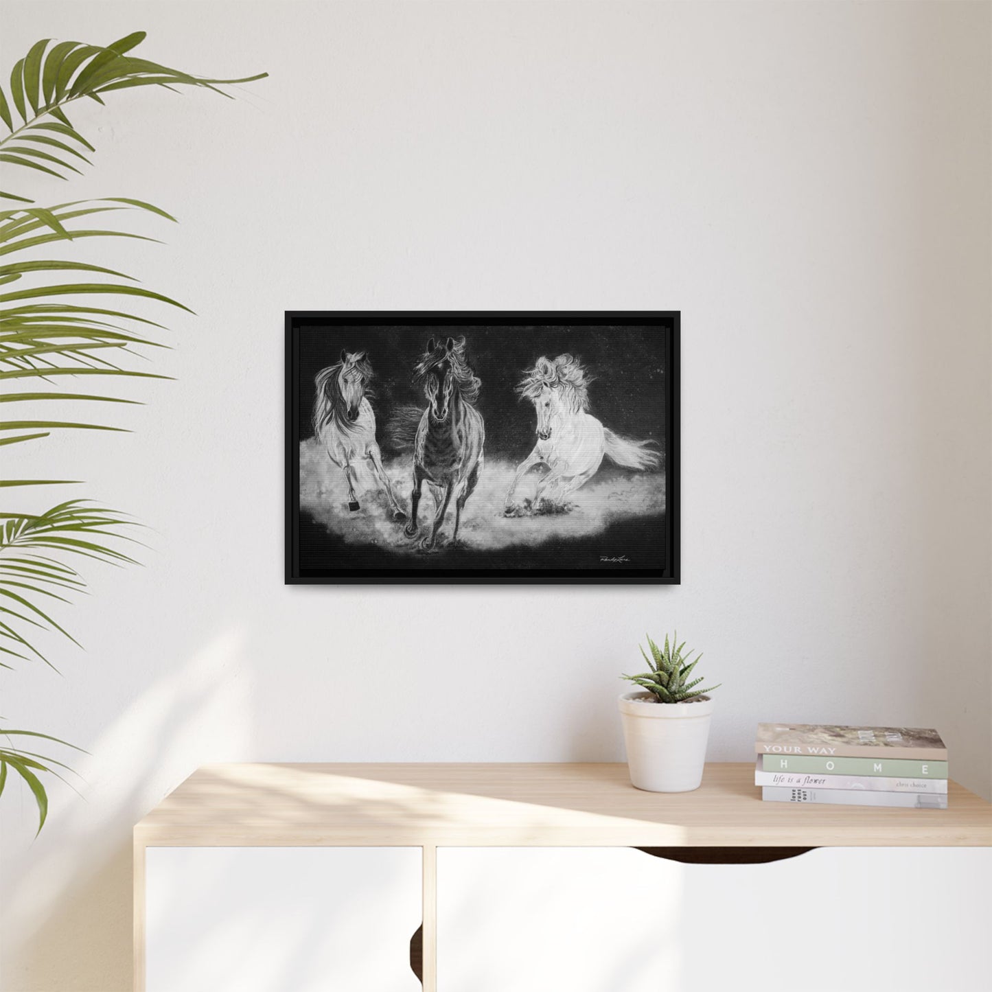 Midnight Run. Framed Stretched Matte Canvas Fine Art Horse Print