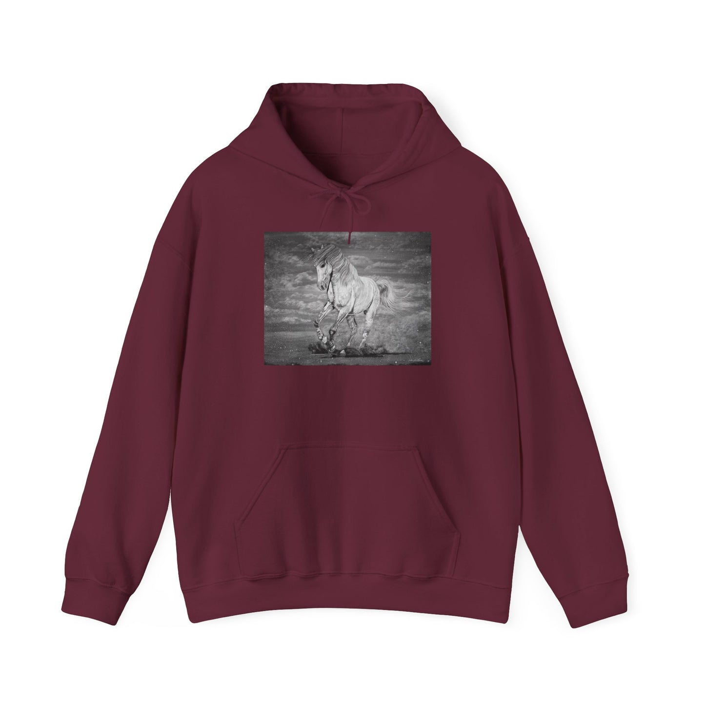 Equine Elegance. Prancing Horse Print Hooded Sweatshirt