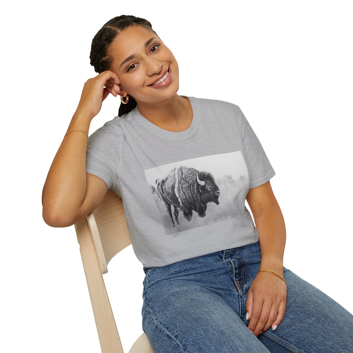 Prairie Bison, Bison Painting T-Shirt — Buffalo Wildlife Tee