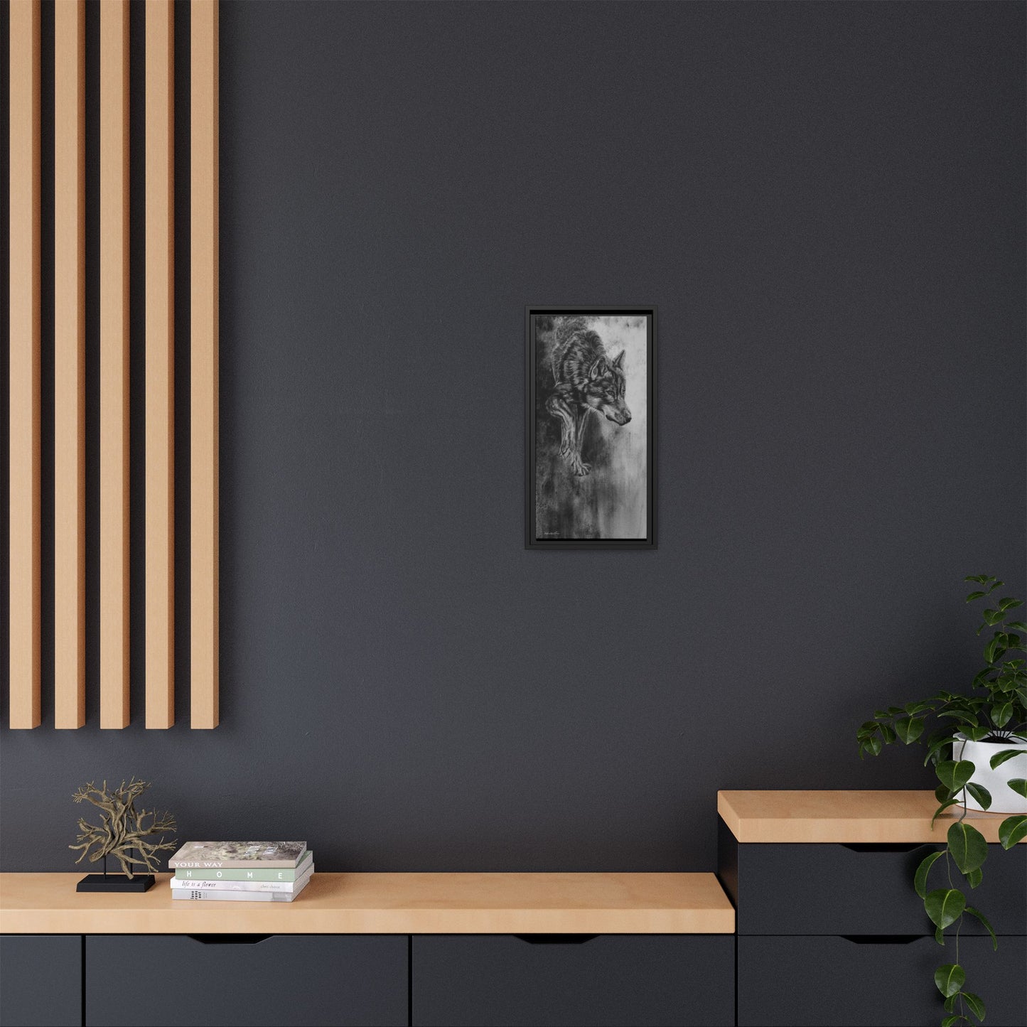 Specter, Wolf Portrait Framed Matte Canvas Wall Art