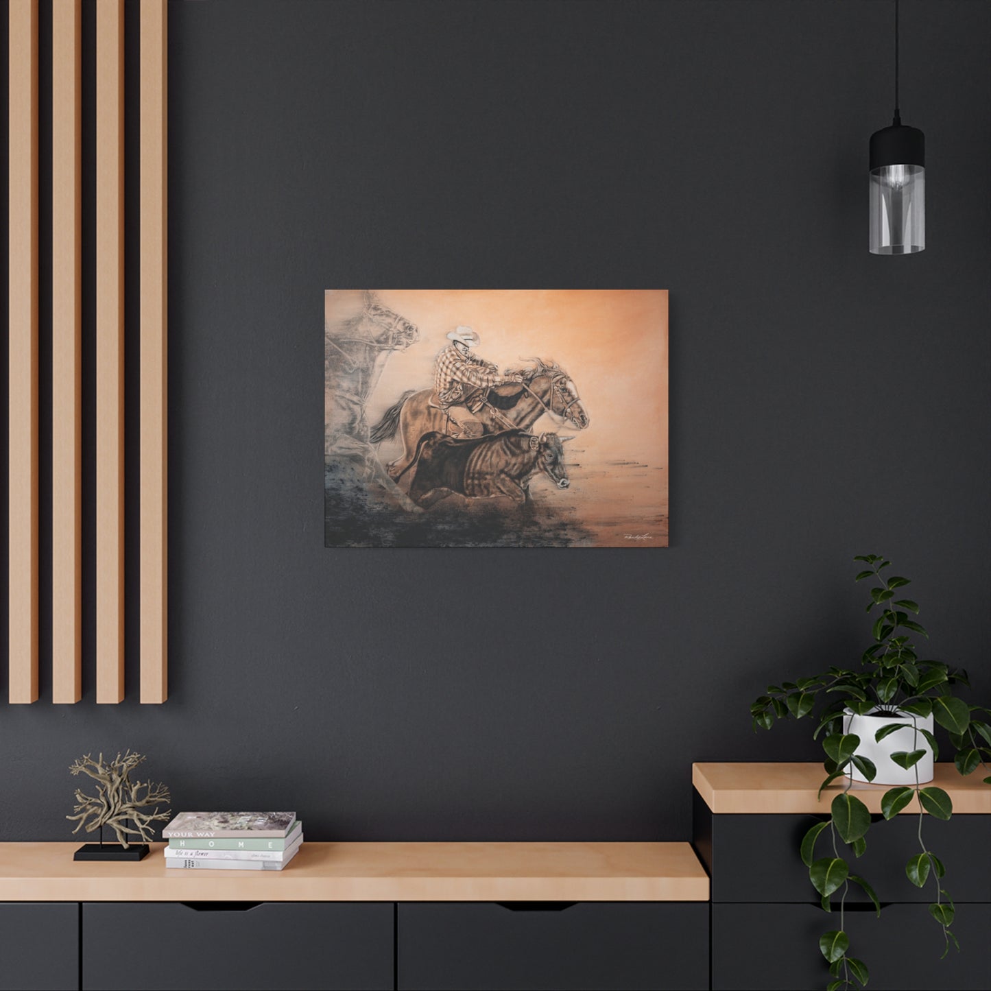 Get Some. Bulldogging Art Stretched Matte Canvas Print