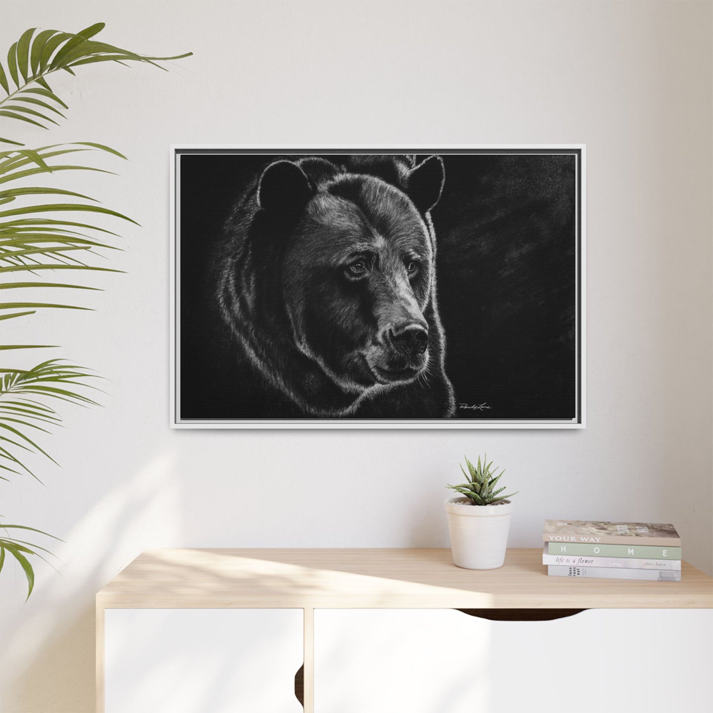 Dominance, Bear Portrait Stretched Framed Matte Canvas Print