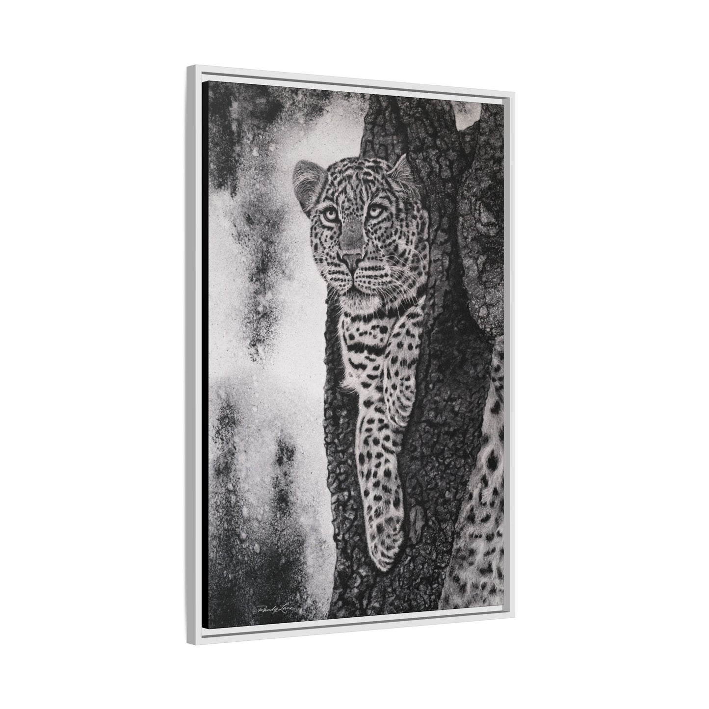 Tree Hugger, Leopard Framed Matte Canvas Wall Art