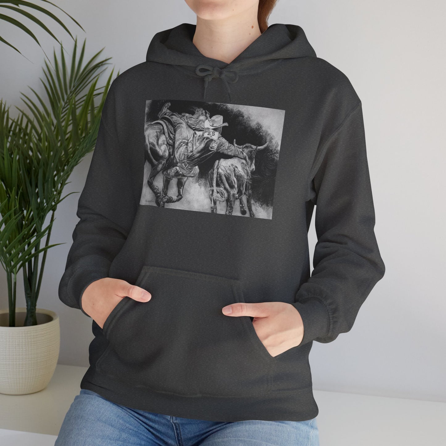 Contact. Cowboy Bulldogger Rodeo Art Unisex Heavy Blend Hoodie