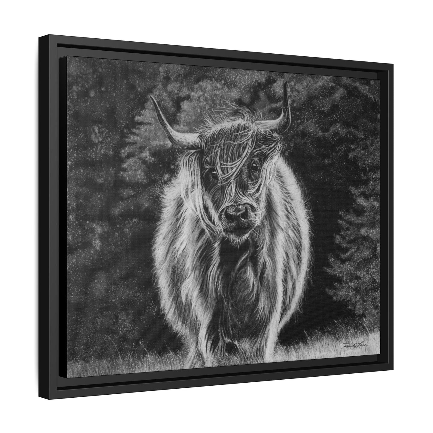 Ragamuffin. Highland Cow Framed Stretched Matte Canvas Print