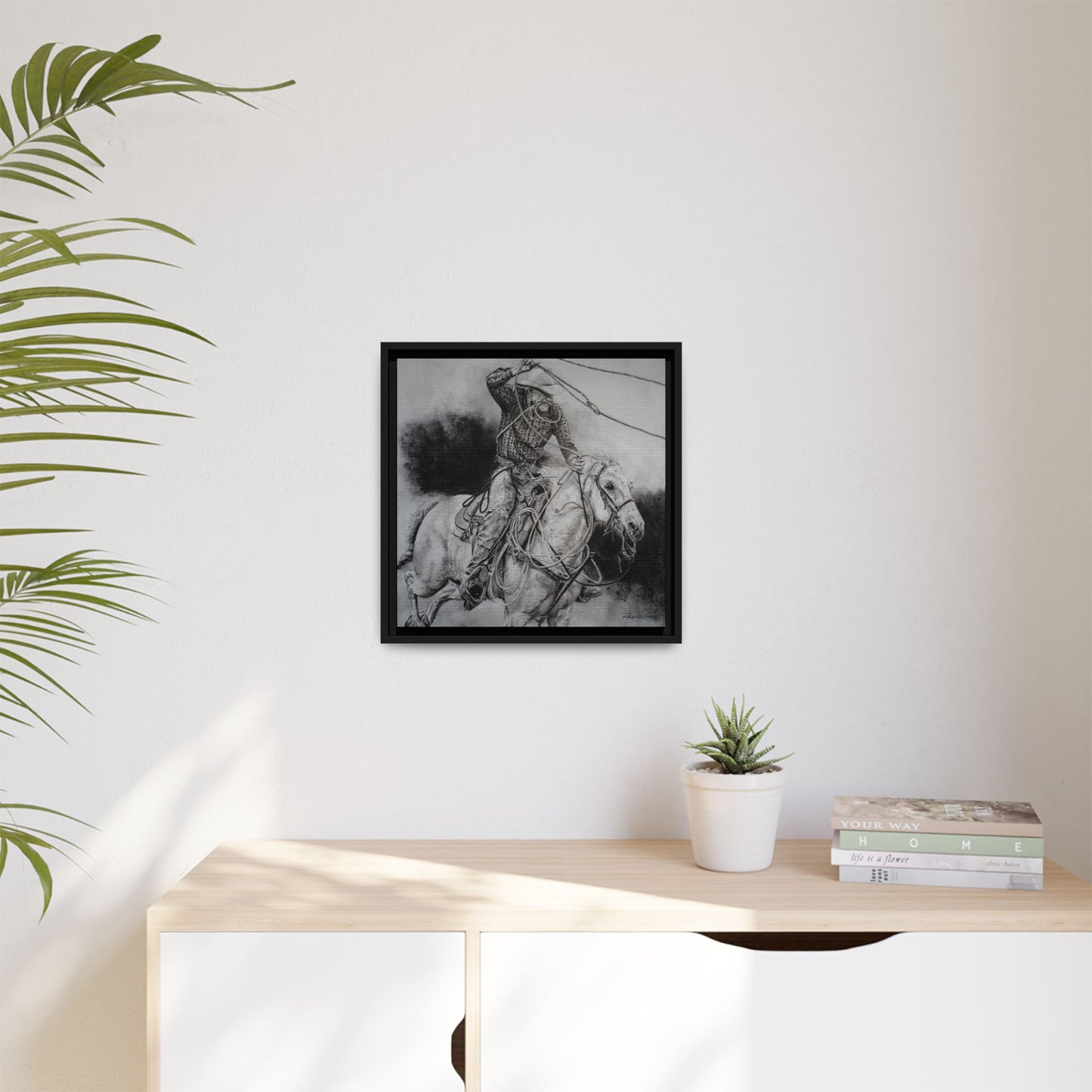 Let it Fly, Rodeo Tie-down Roper Painting, Matte Framed Stretched Canvas