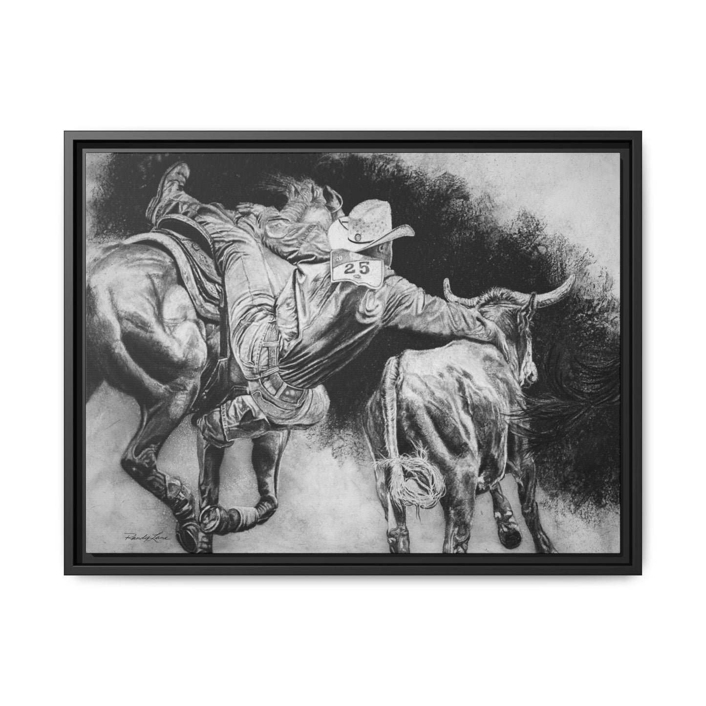 Contact. Cowboy Bulldogger Rodeo Art Framed Stretched Canvas Art