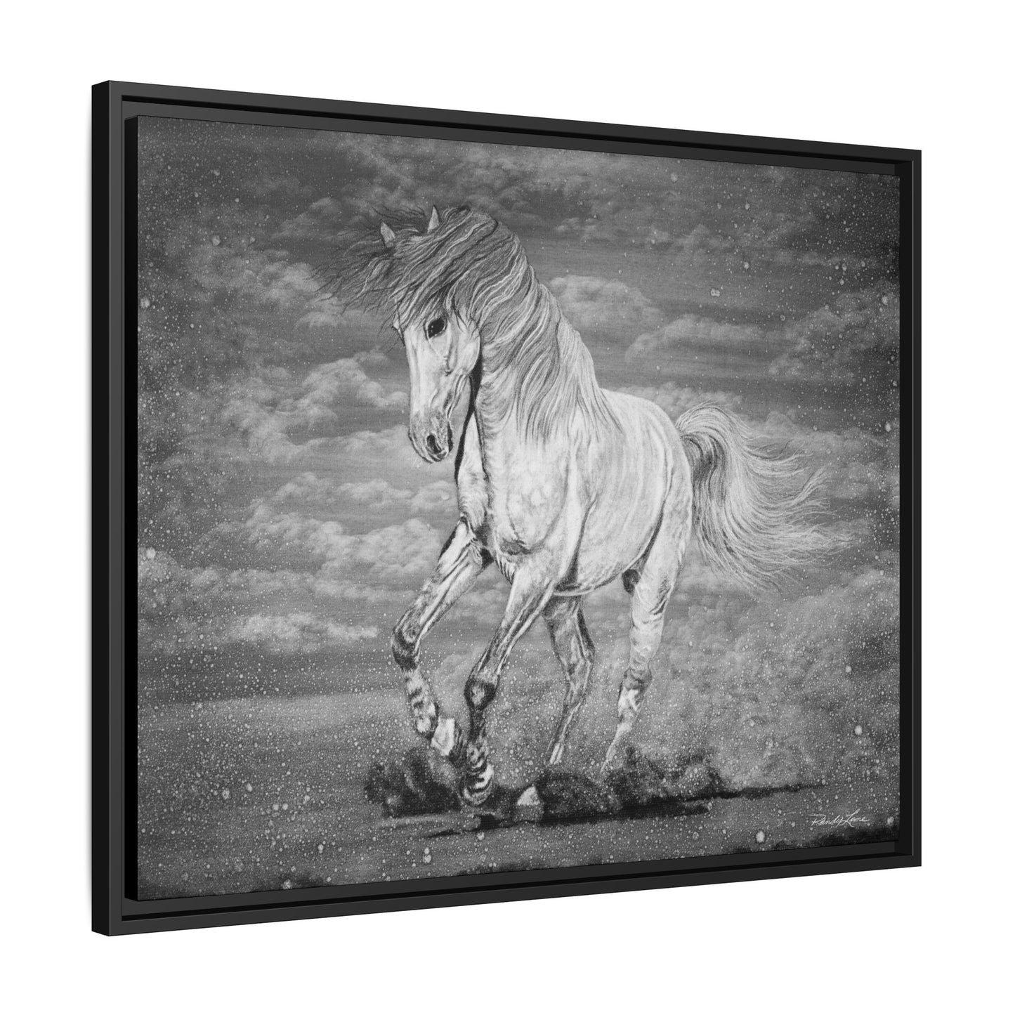Equine Elegance. Prancing Horse Framed Stretched Matte Canvas Print