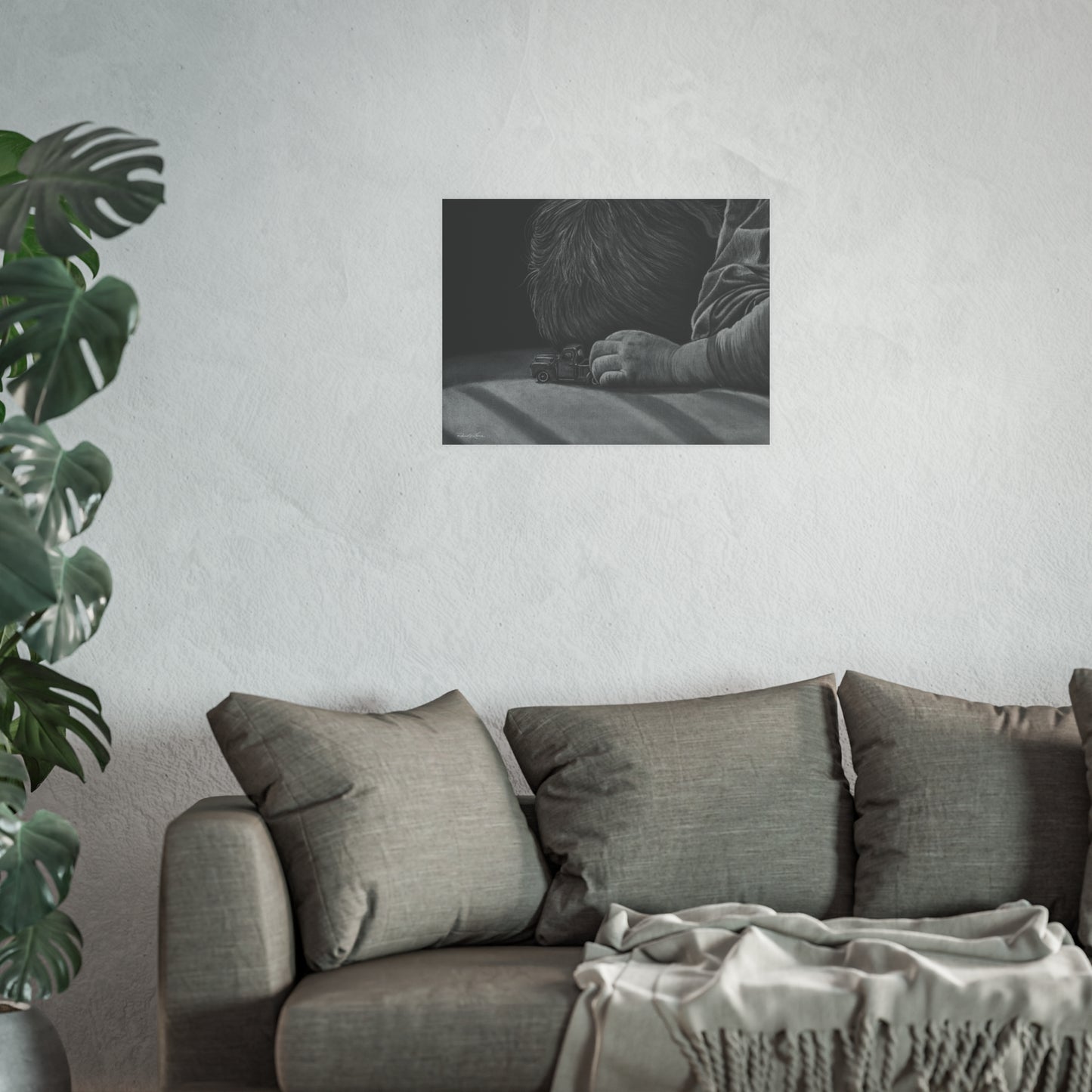 The Gift, Boy with Toy Truck Fine Art Print - Satin/Matte Art Print