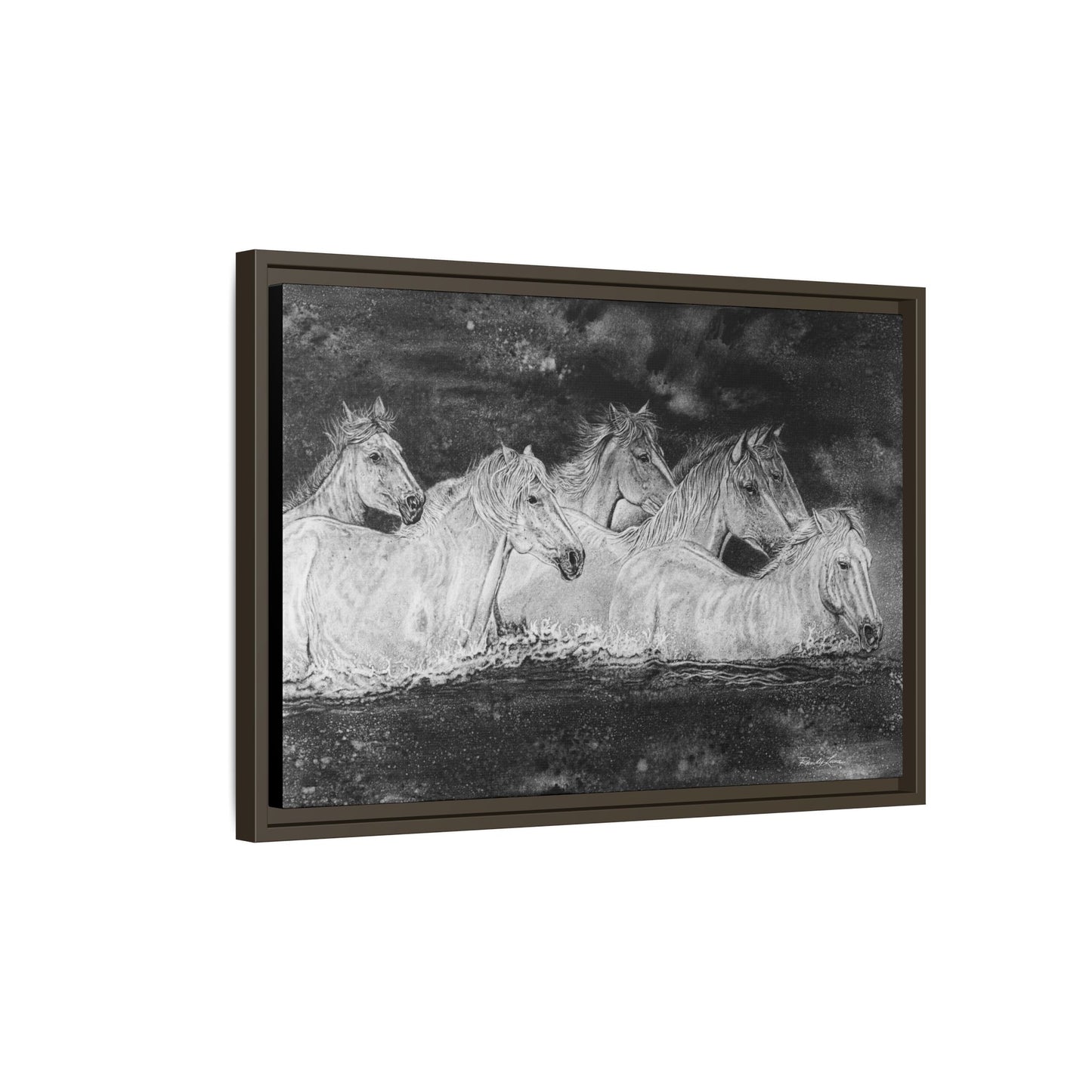 Night Swim, Framed Horse Canvas Art