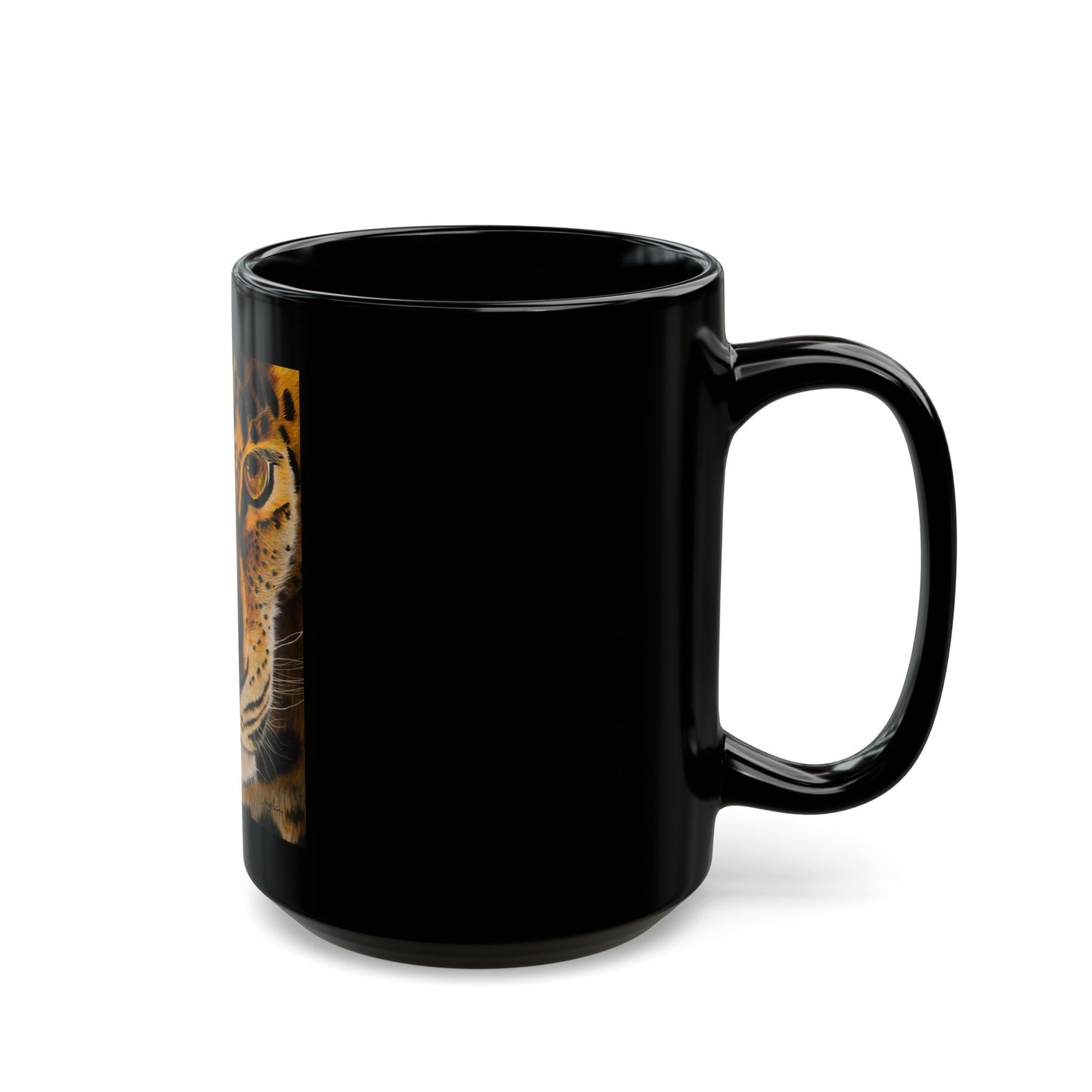 Windows to the Soul, Leopard Print Black Mug