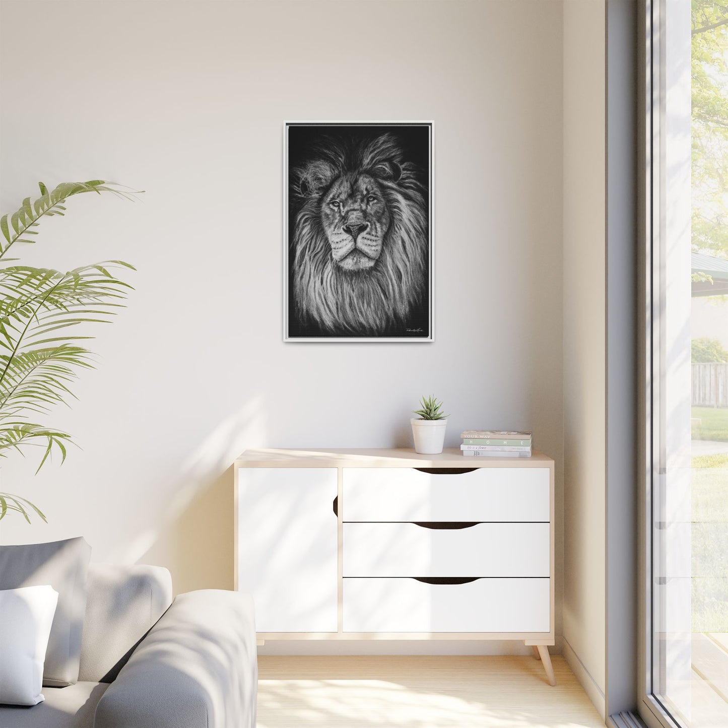 The Mane Event, Matte Canvas Lion Prints, Framed (Multi-color)