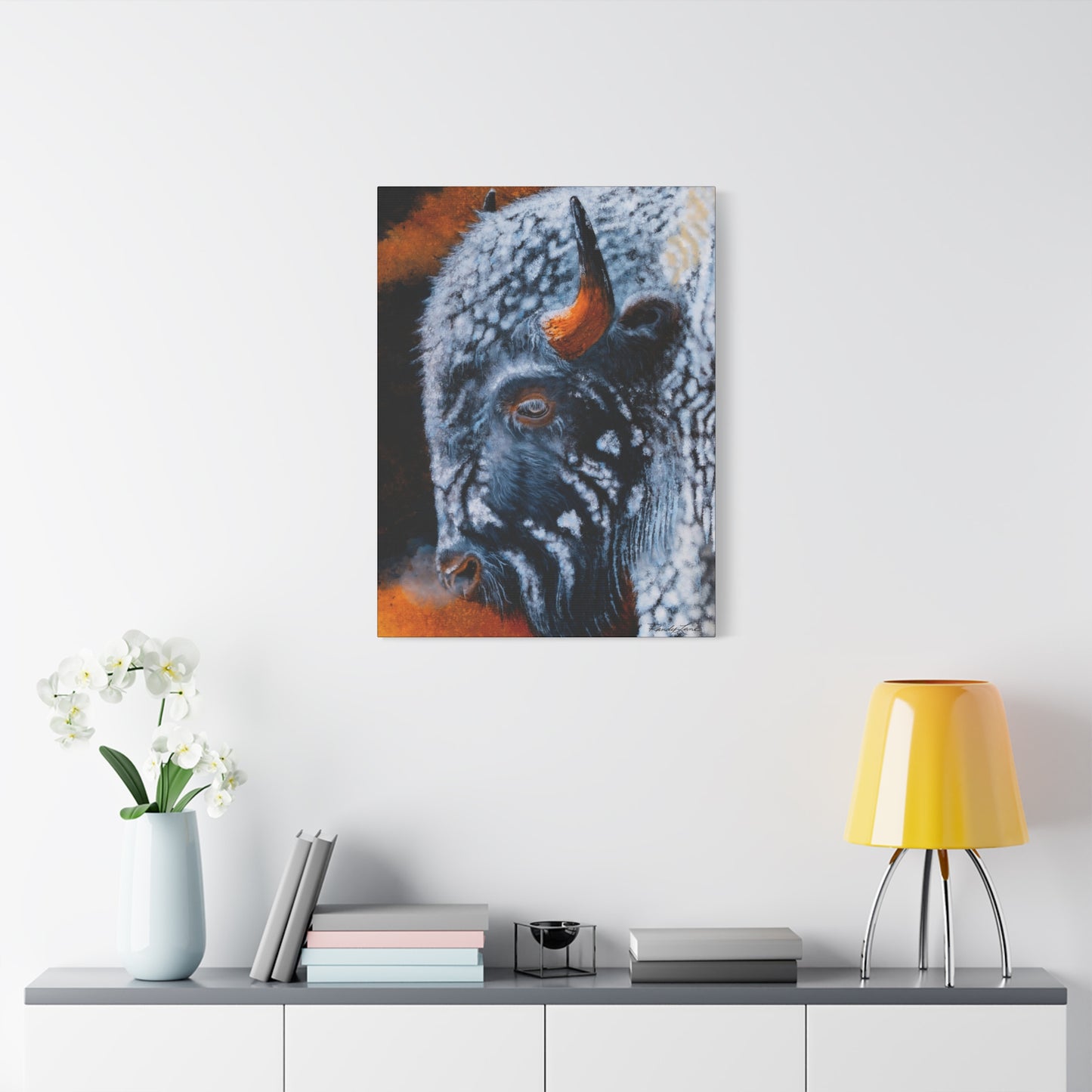 Storm Bison, Stretched Canvas Art Print