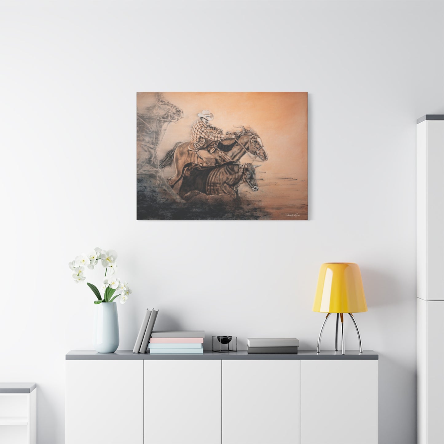 Get Some. Bulldogging Art Stretched Matte Canvas Print