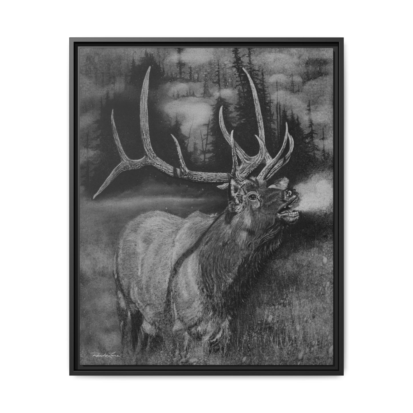 Mountain Music, Framed Elk Matte Canvas Print
