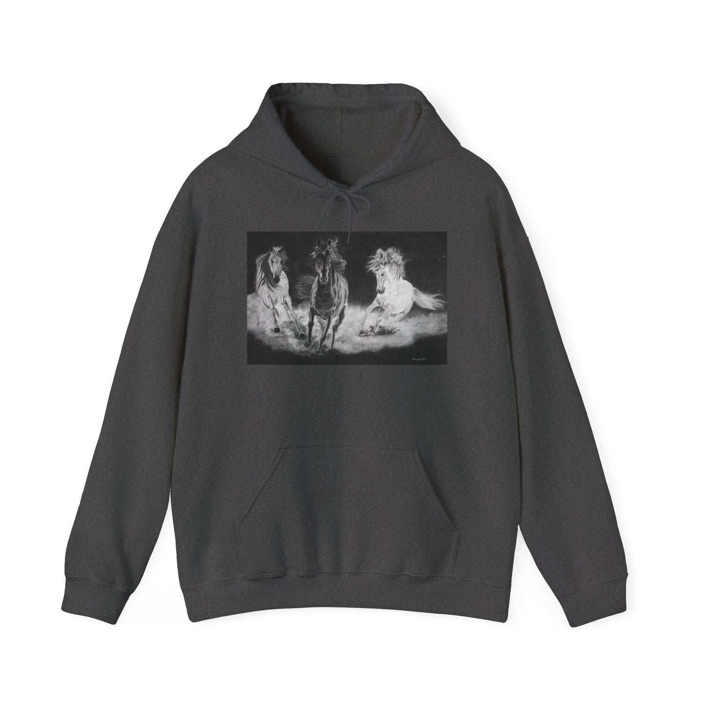Midnight Run. Horse Cozy Unisex Hooded Pullover