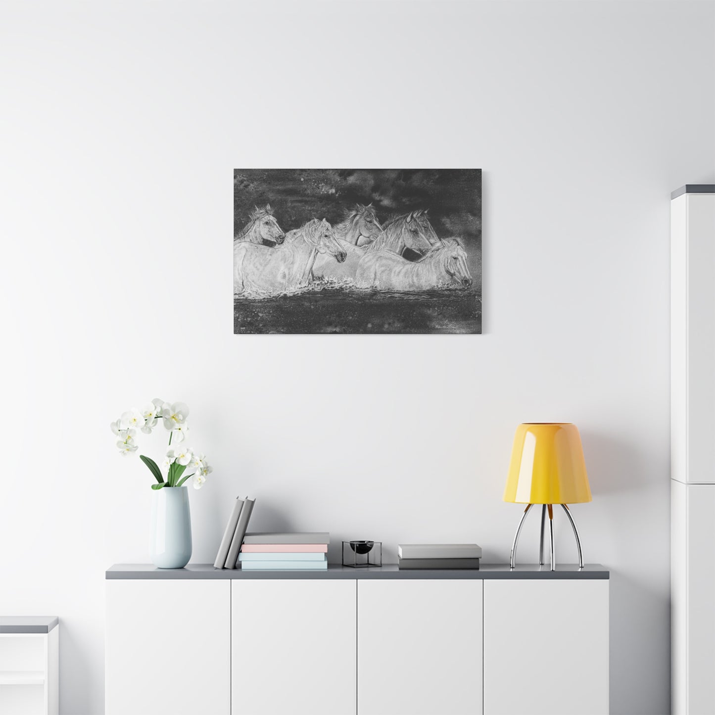 Night Swim, Horse Artwork Canvas Print