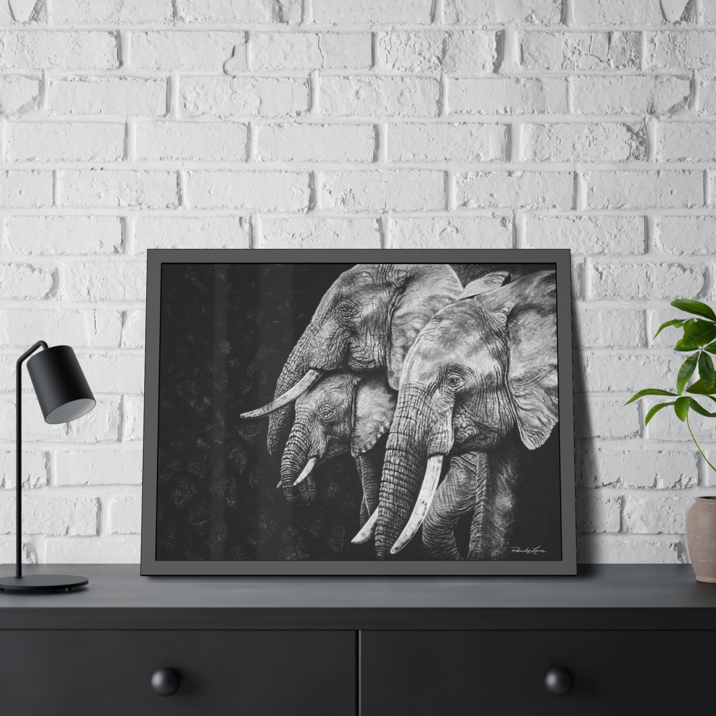 Brushland Bond. Elephant Framed Fine Art Print