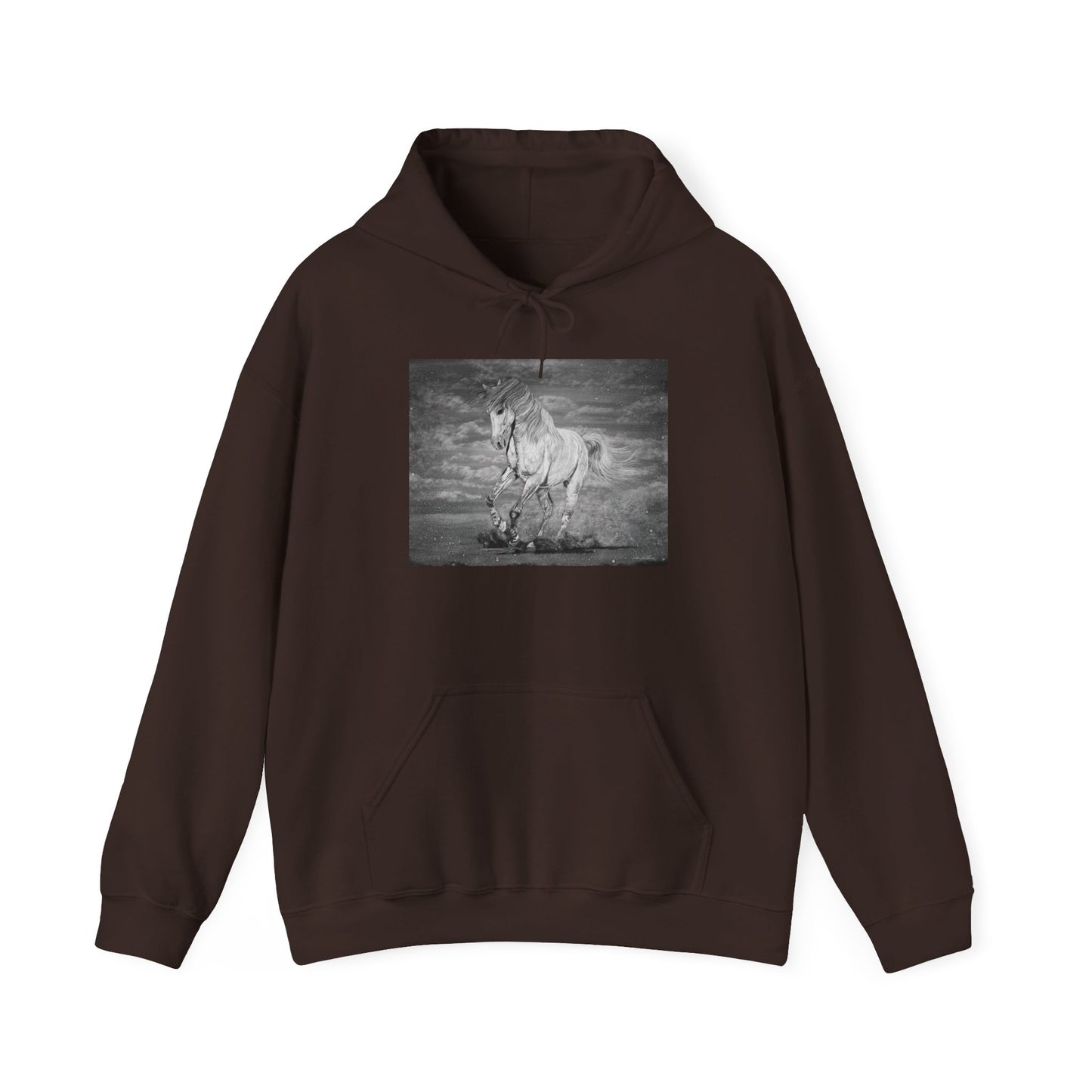 Equine Elegance. Prancing Horse Print Hooded Sweatshirt