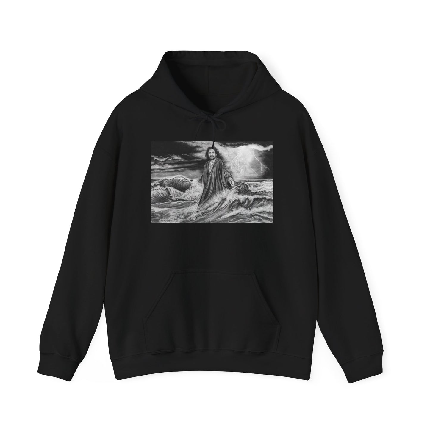 View from the Boat, Jesus Walking on Water Painting Hoodie Sweatshirt