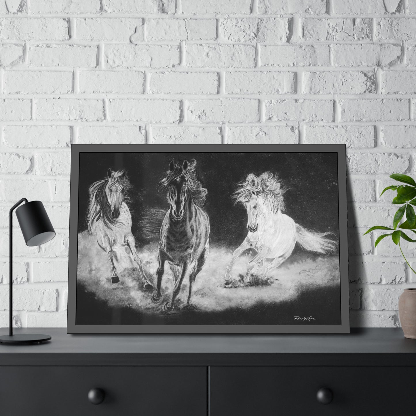 Midnight Run. Framed Fine Art Horse Print