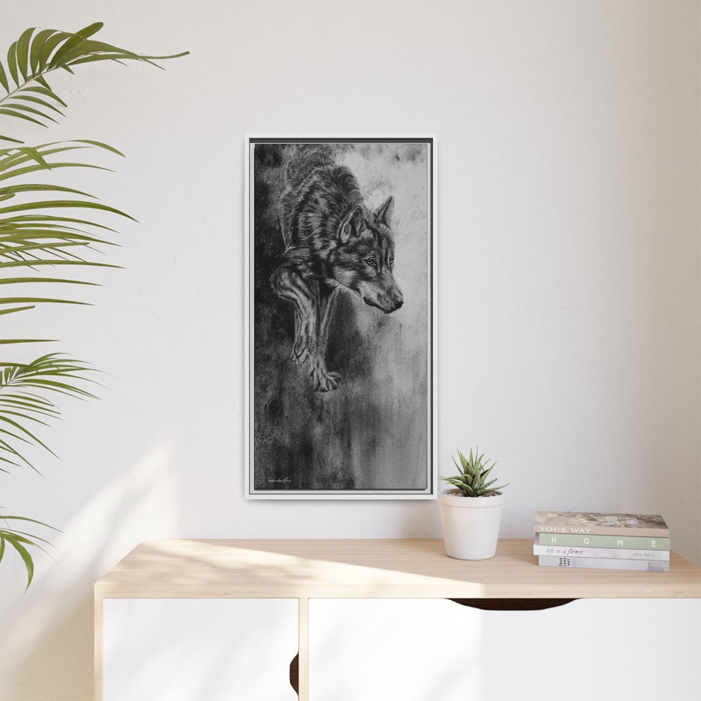 Specter, Wolf Portrait Framed Matte Canvas Wall Art