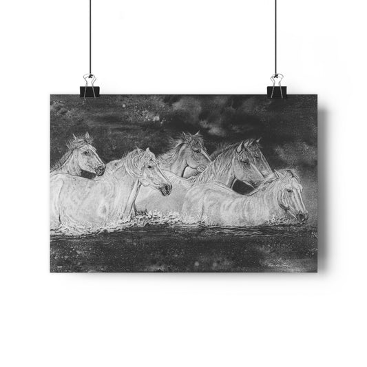 Night Swim, Horse Theme Giclée Art Print
