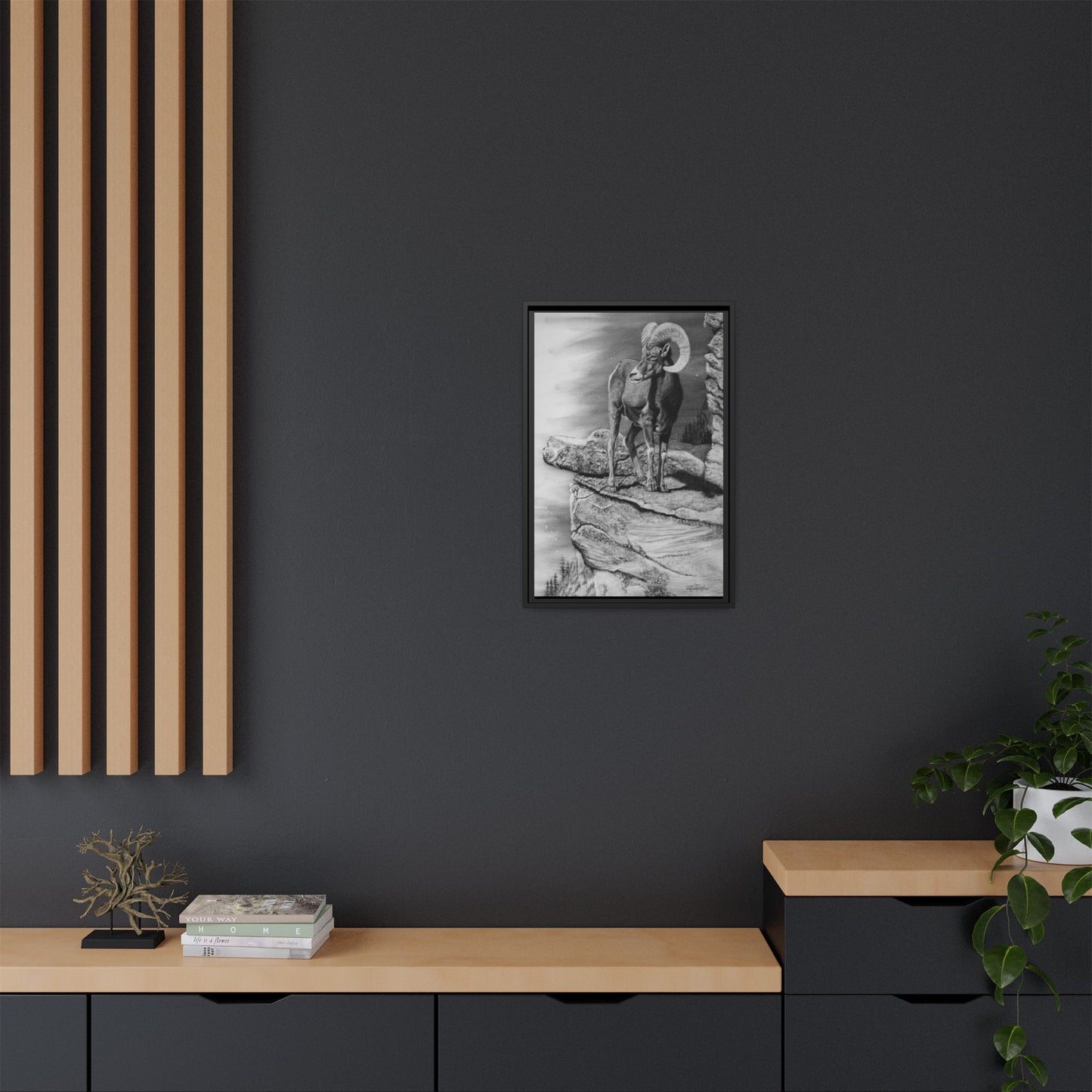 Legendary, Bighorn Sheep Framed Matte Stretched Canvas
