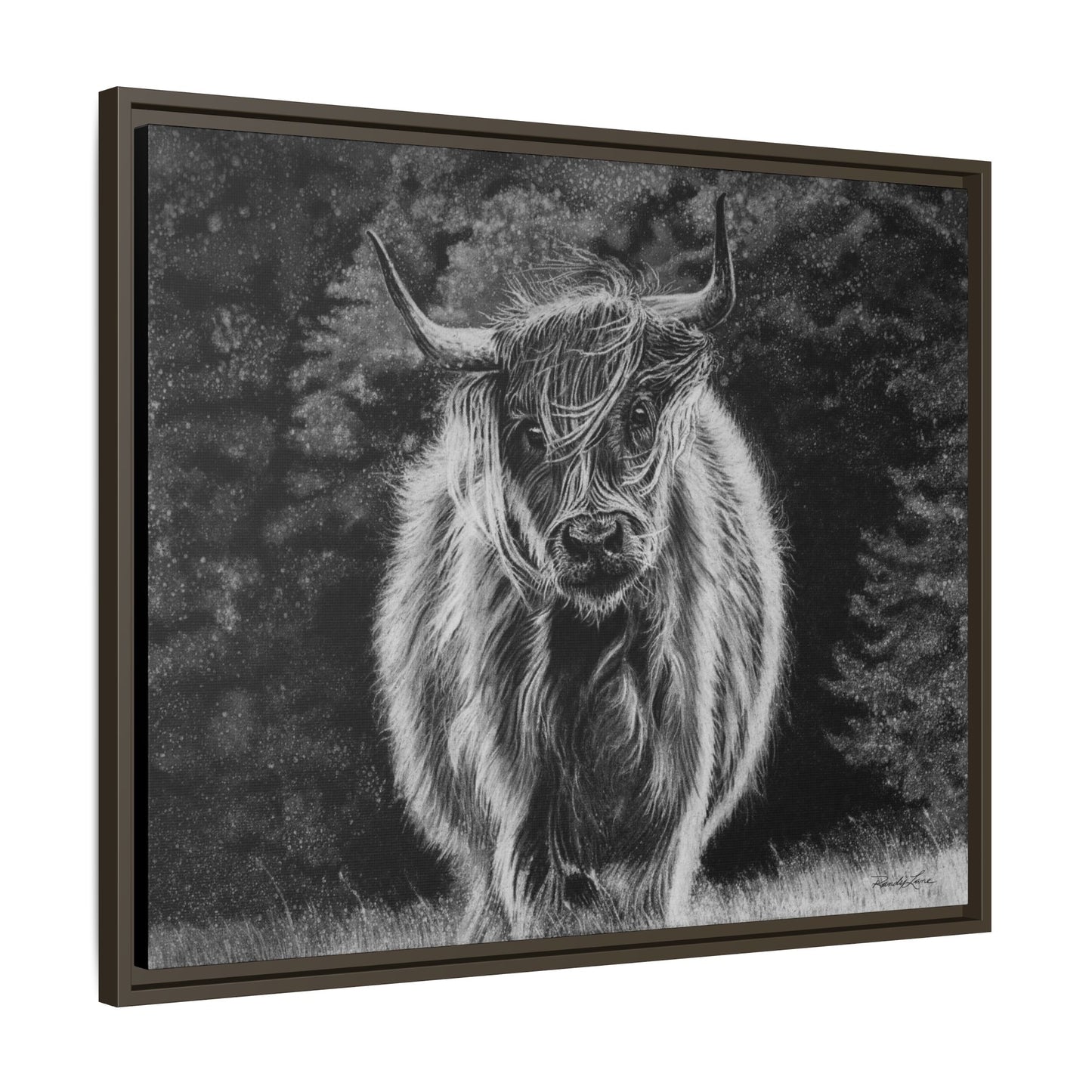 Ragamuffin. Highland Cow Framed Stretched Matte Canvas Print