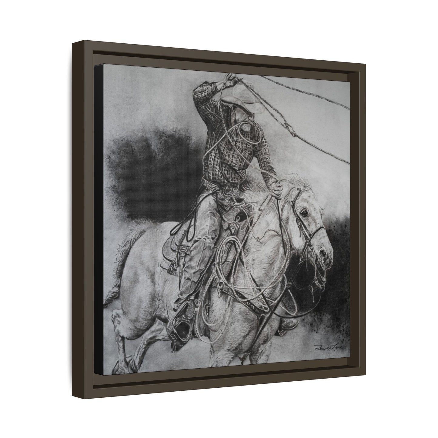 Let it Fly, Rodeo Tie-down Roper Painting, Matte Framed Stretched Canvas