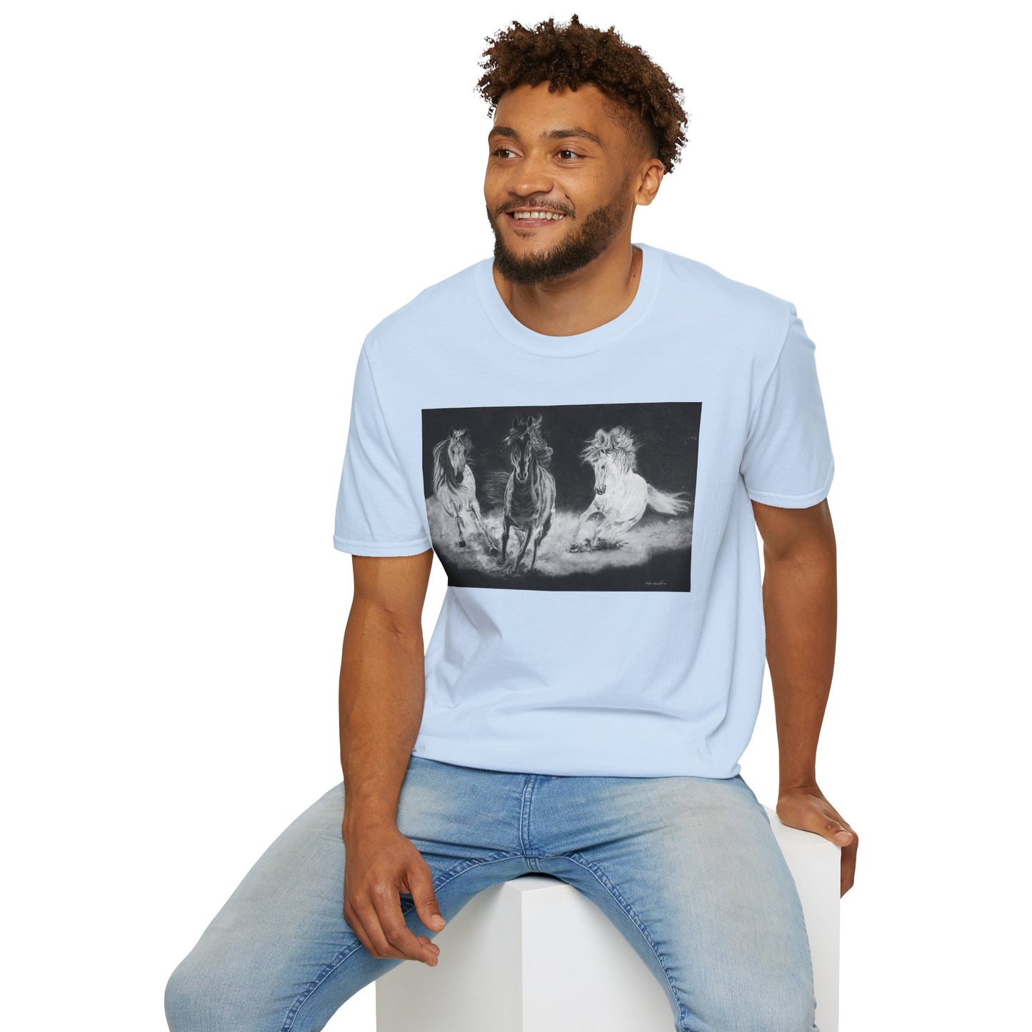 Midnight Run. Horse Graphic Unisex T-Shirt, Soft Cotton Shirt