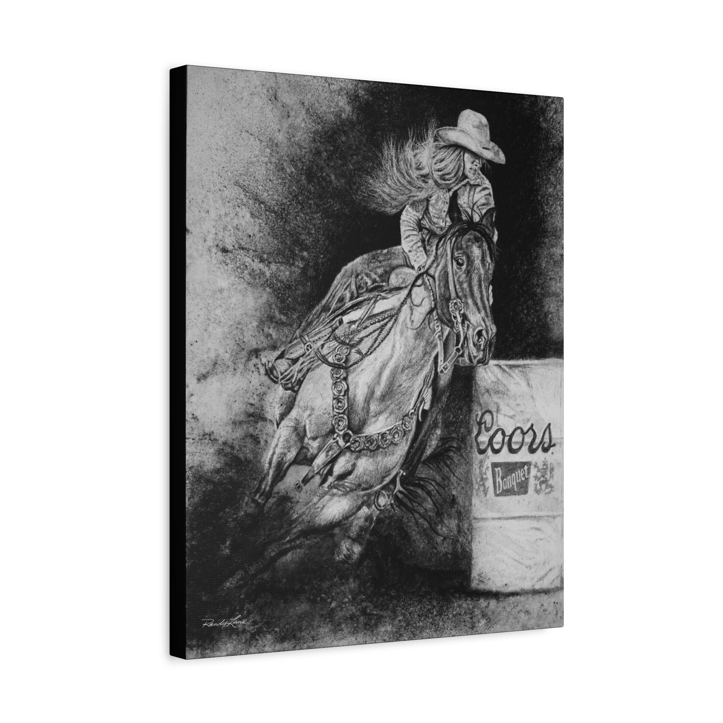 Sophie's Run. Rodeo Barrel Racer Art Stretched Canvas