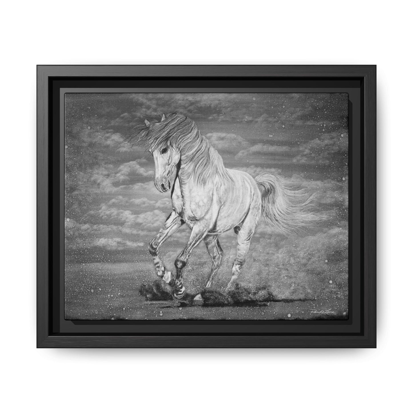 Equine Elegance. Prancing Horse Framed Stretched Matte Canvas Print