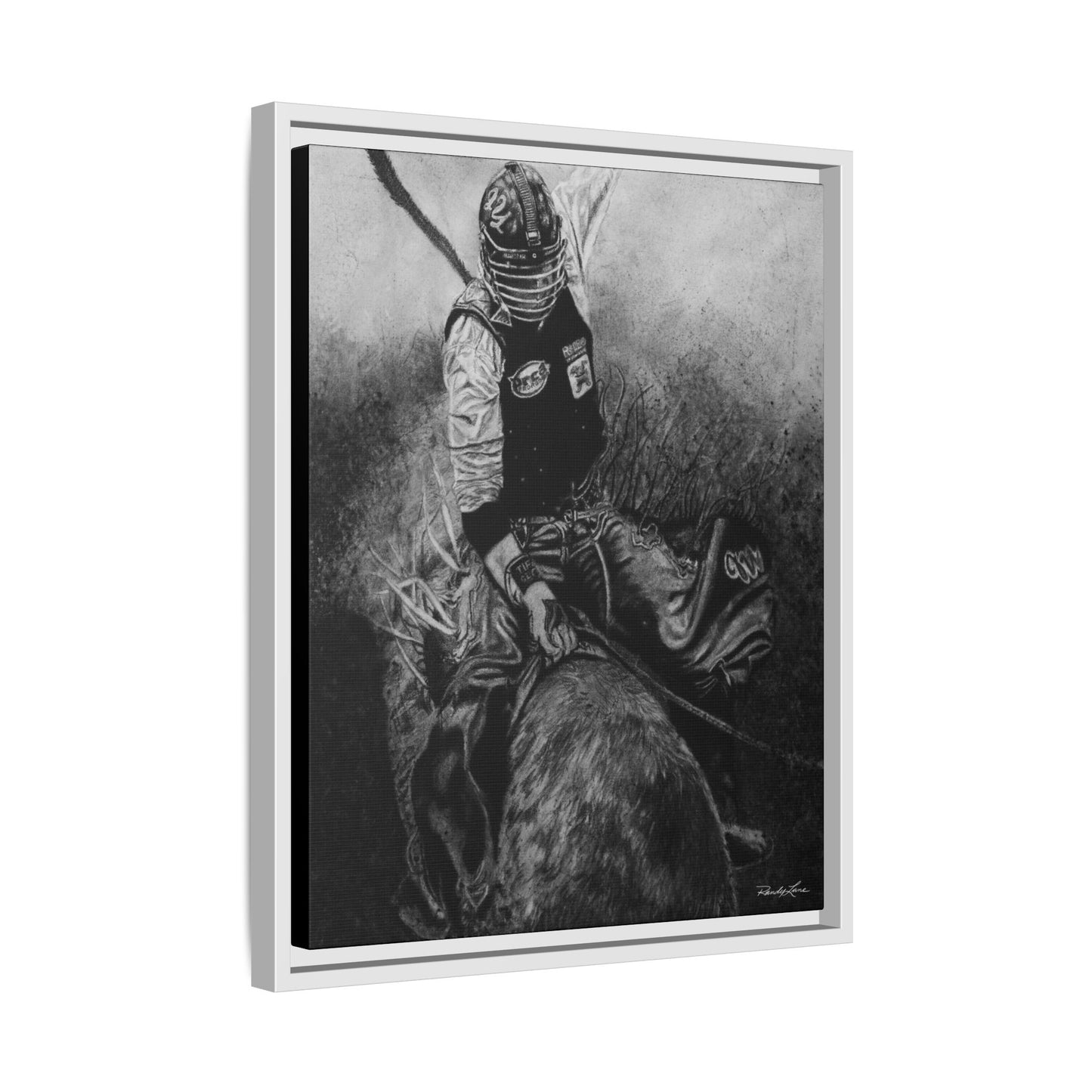 Gettin Frosty. Bull Rider Framed Stretched Matte Canvas Print