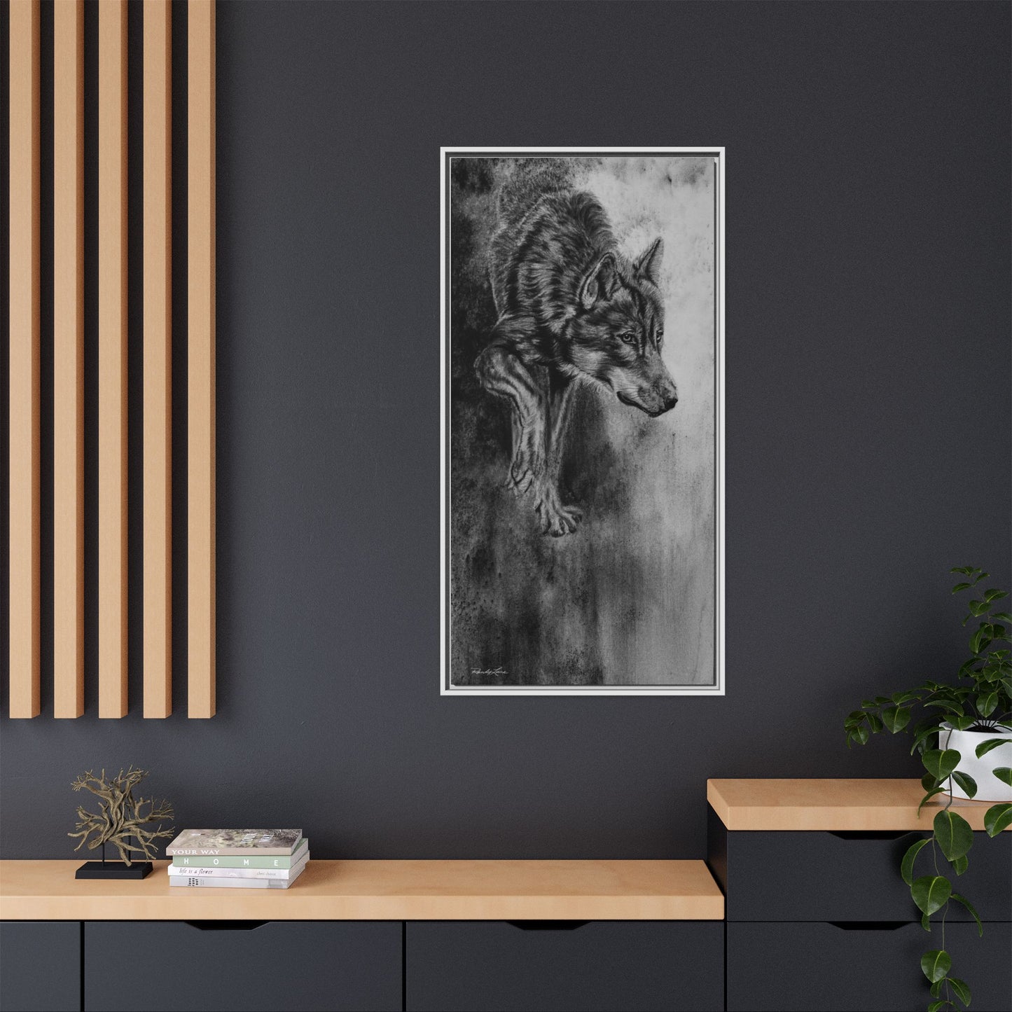 Specter, Wolf Portrait Framed Matte Canvas Wall Art